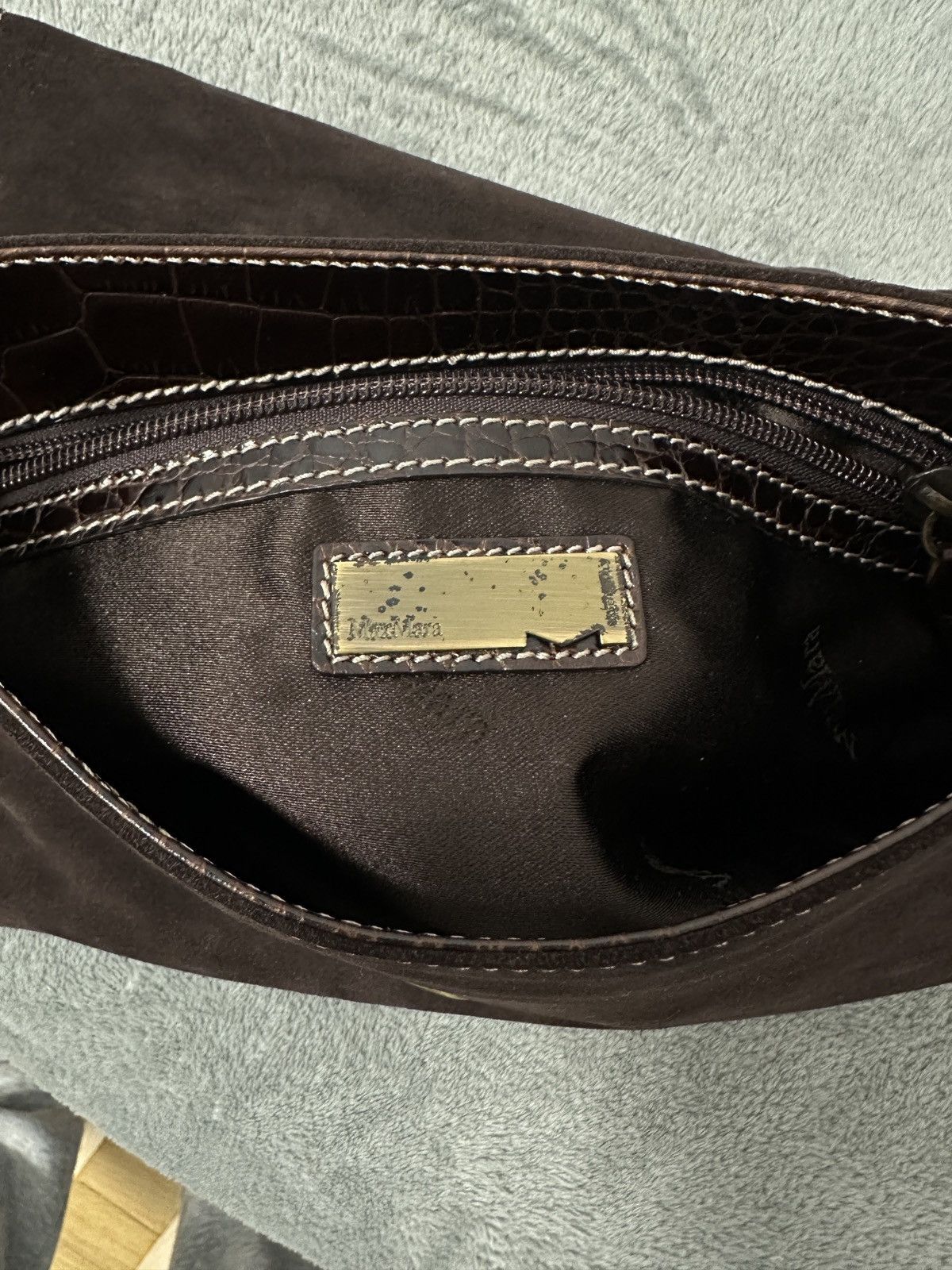 Max Mara Vintage Max Mara Shoulder Suede Crocodile Bag Size ONE SIZE - 14 Thumbnail