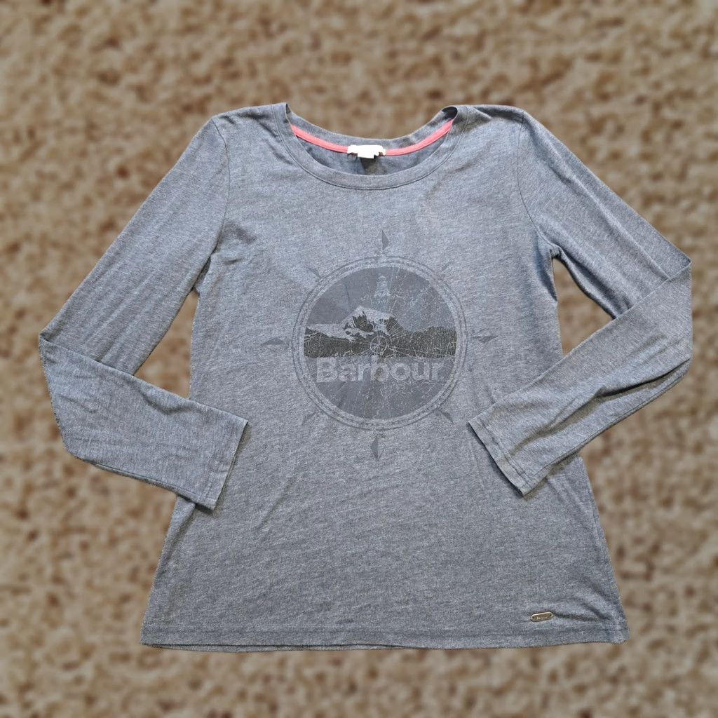 Barbour Barbour Shirt Womens Size 8 Gray Long Sleeve Round Neck Logo Basic Size M / US 6-8 / IT 42-44 - 1 Thumbnail
