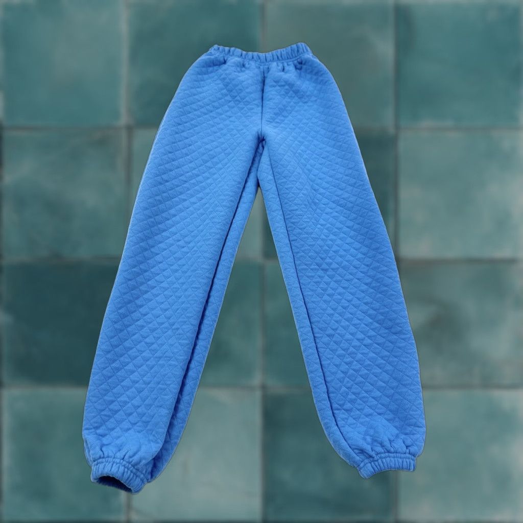 PRINCESS POLLY Princess Polly Sweatpants Women’s 0 Blue Quilted Tapered Leg Casual Athletic Size 25" / US 0 / IT 36 - 1 Thumbnail