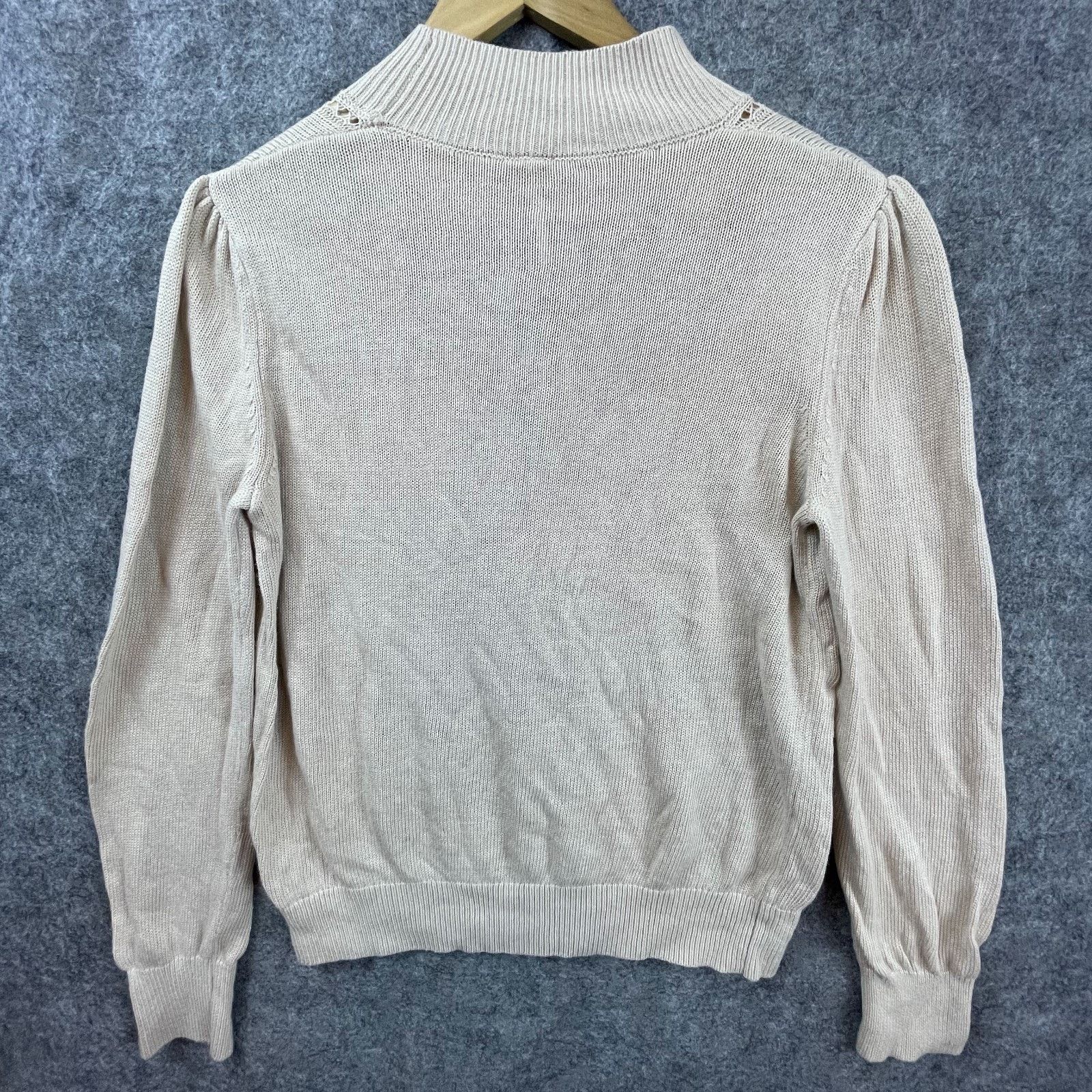 Free People Free People Sweater Womens L Beige Knitted Cutouts Crochet Size L / US 10 / IT 46 - 2 Thumbnail