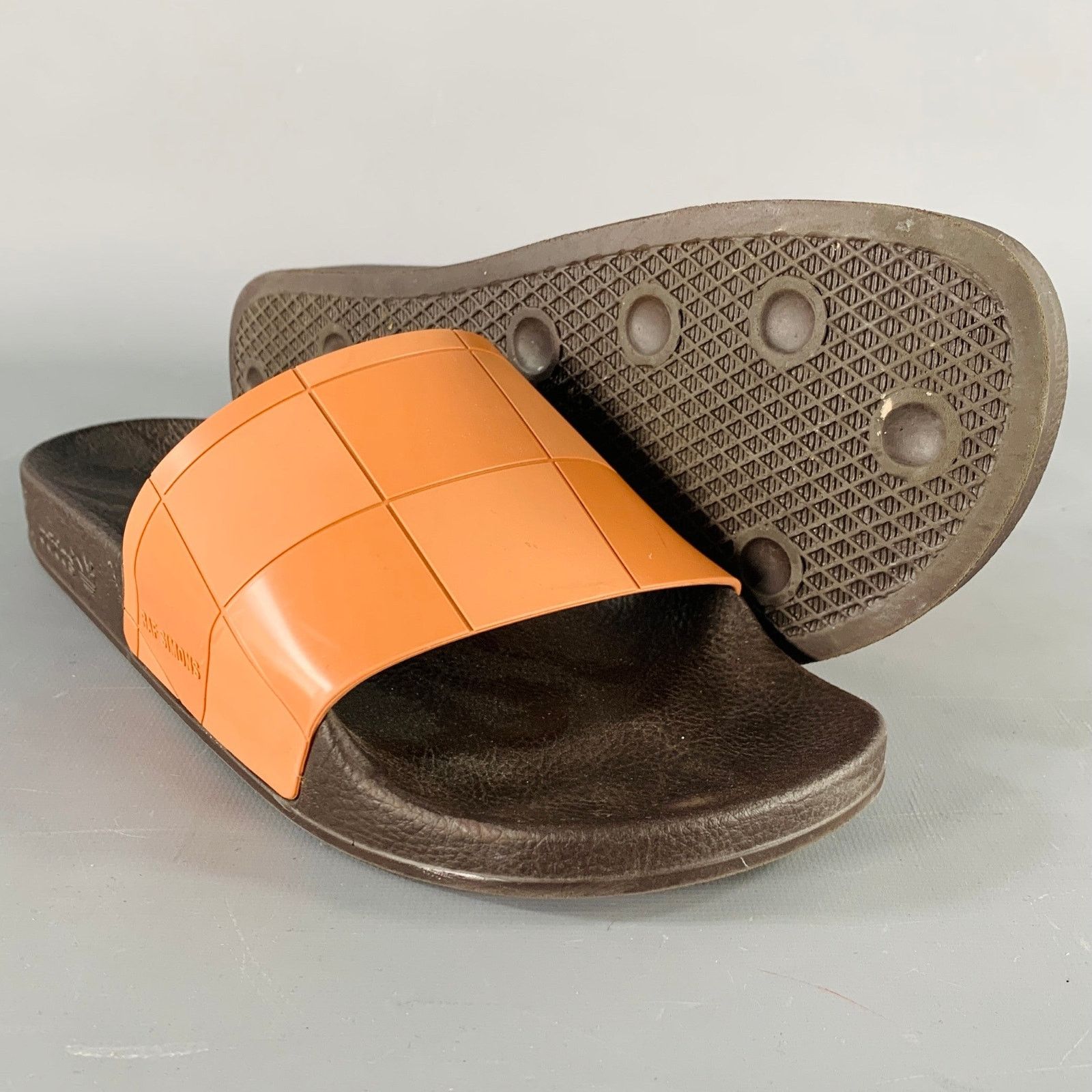 Raf Simons RAF SIMONS Size 10 Tan Black Checkered Rubber Slide Sandals Size US 10 / EU 43 - 5 Thumbnail