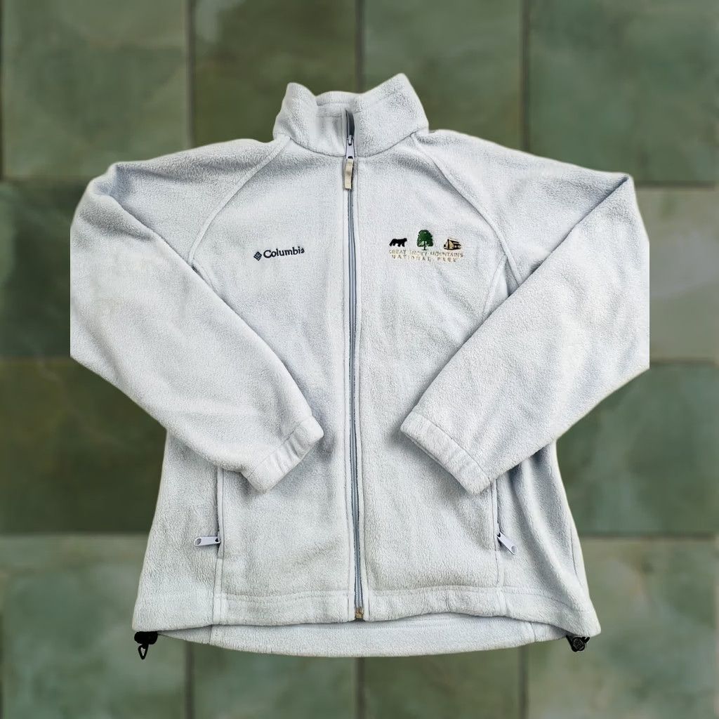 Vintage Columbia Jacket Womens M Blue Fleece Full Zip Hiking National Parks Great Smoky Mountains Tailored Pockets Womens Size M / US 6-8 / IT 42-44 - 1 Thumbnail