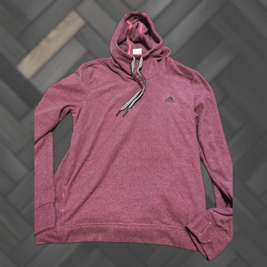 Adidas Adidas Women Sweater Hoodie Purple Logo Zip Pocket Dolman Sleeve Crew Neck Large L Size L / US 10 / IT 46 - 1 Thumbnail