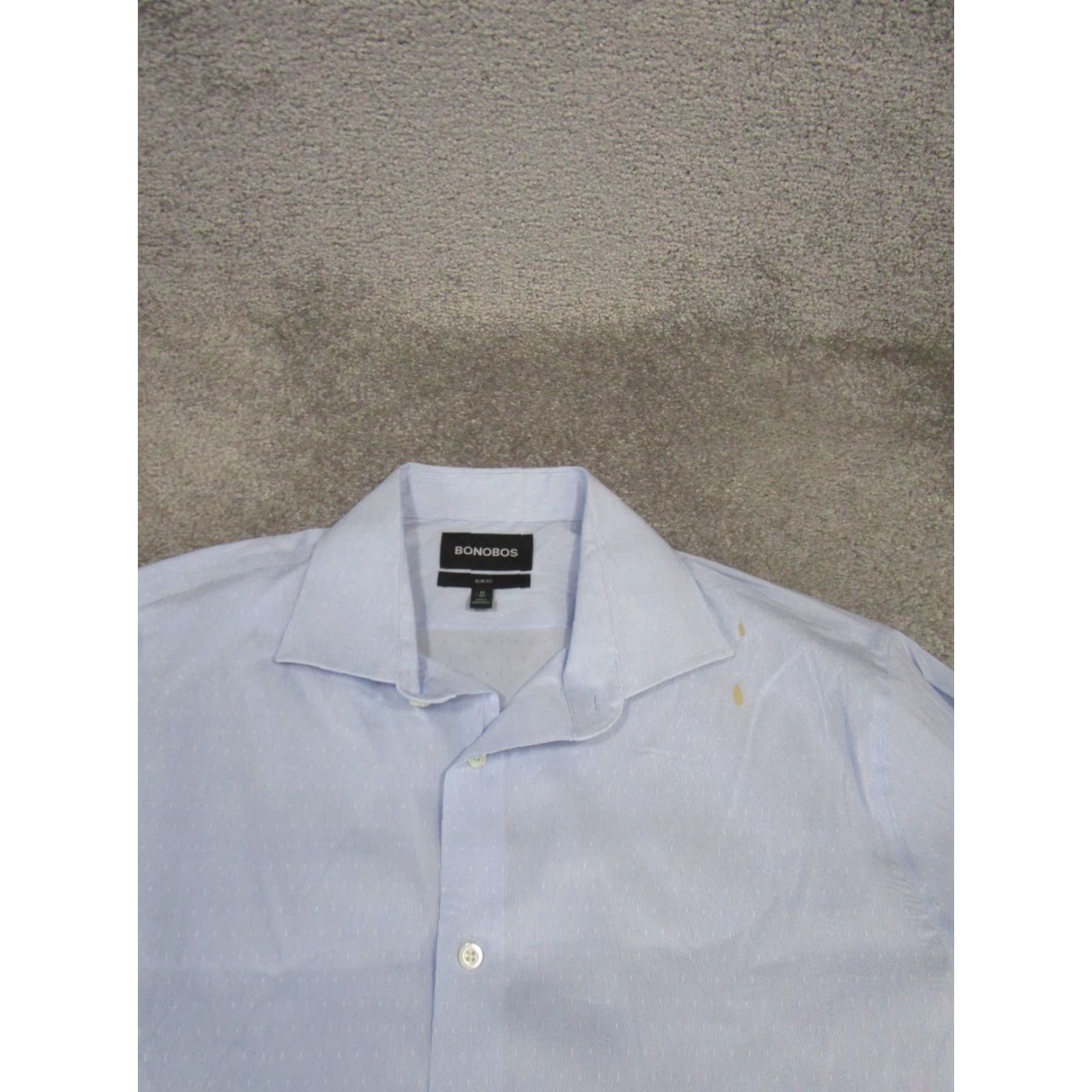Bonobos Bonobos Dress Shirt Mens 17 Light Blue Slim Button Up Stain Size 46R - 2 Thumbnail