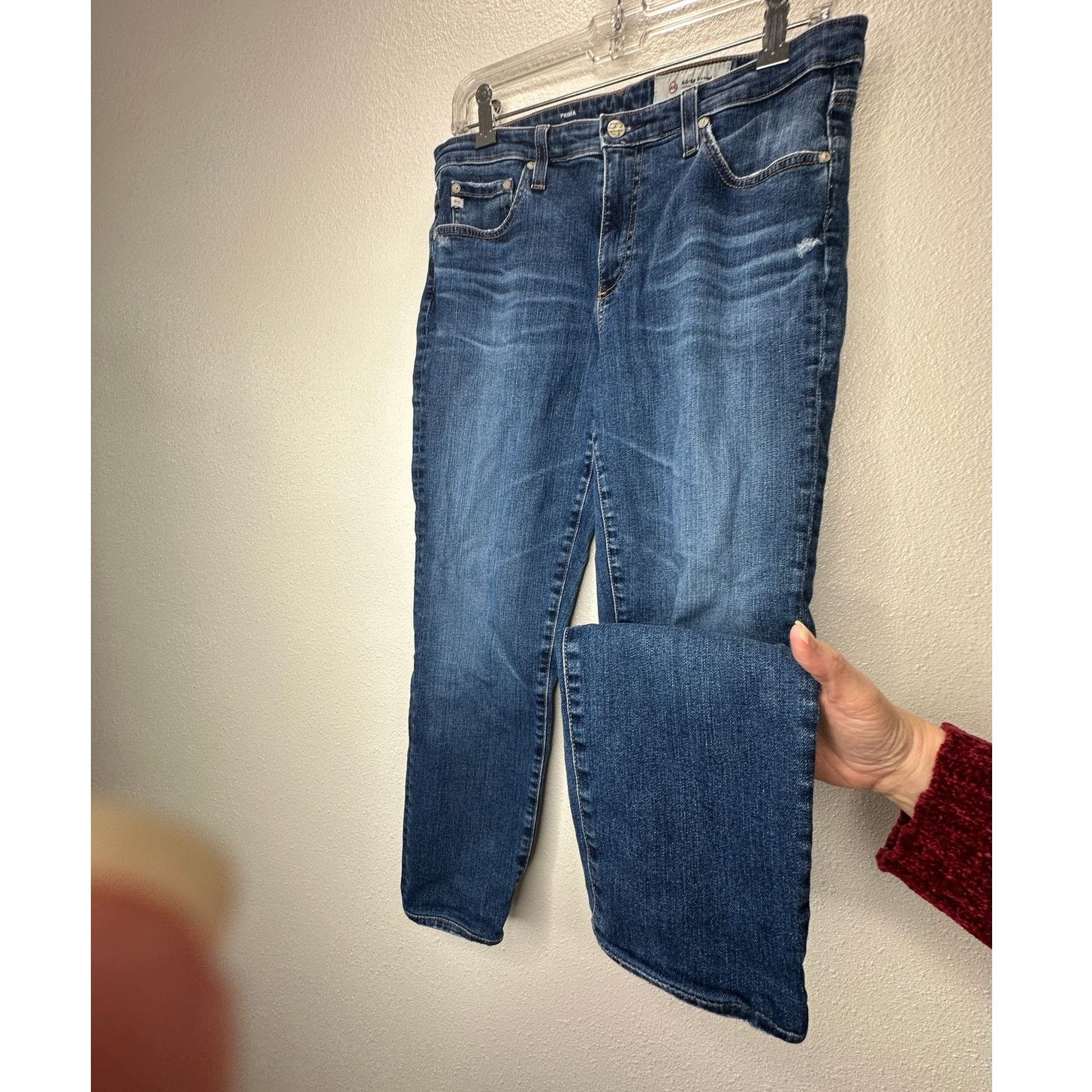 AG Adriano Goldschmied AG Medium Dark Wash Prima Cigarette Leg Whiskered Jeans 30R Size 30" / US 8 / IT 44 - 4 Thumbnail