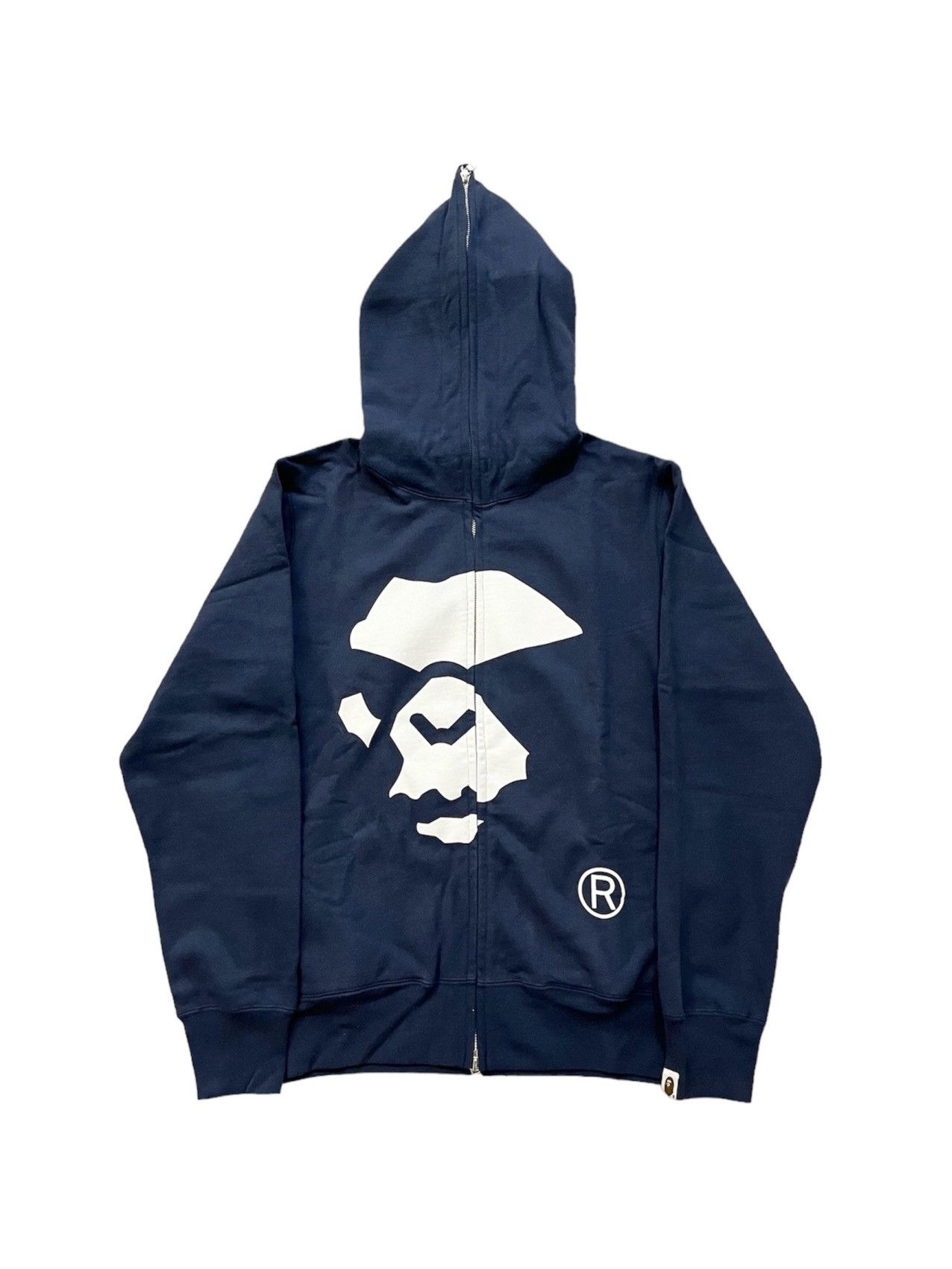 image of Bape Angry Ape Navy Full-Zip Hoodie, Men's (Size Large)