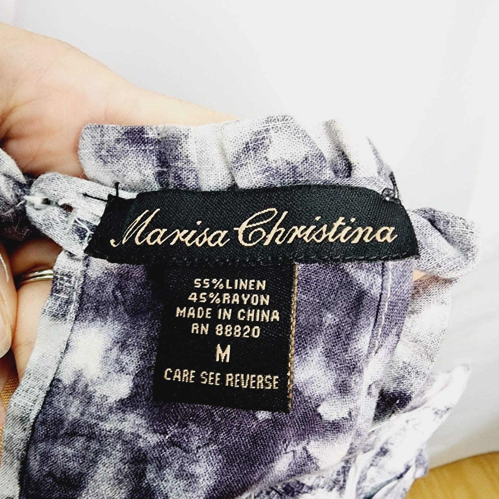 Other Marisa Christina Black Tie Dye Linen Blend Ruffle Top Size M / US 6-8 / IT 42-44 - 3 Thumbnail