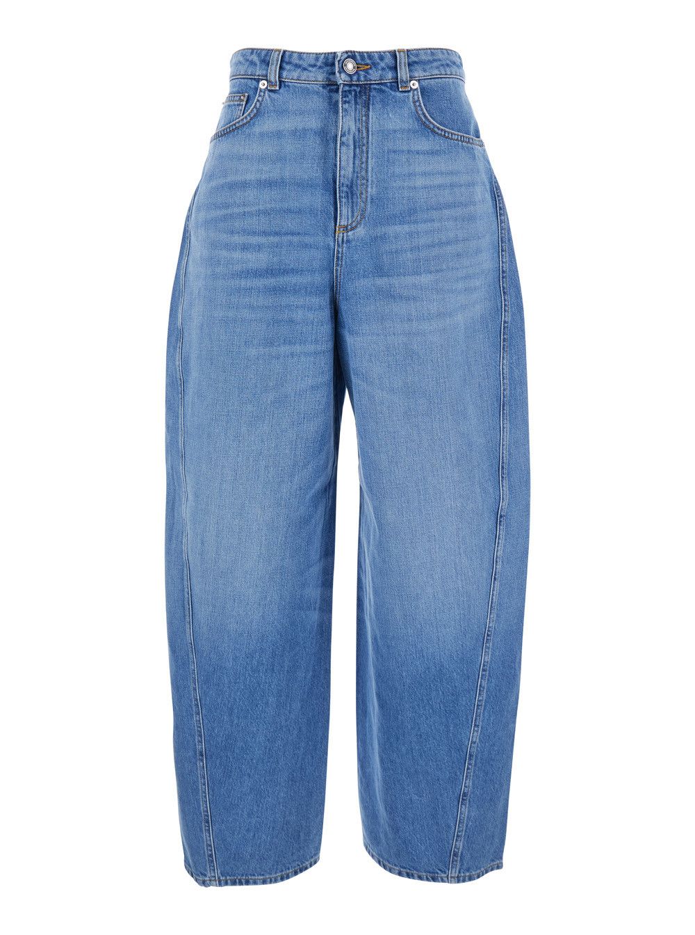 Givenchy Blue Jeans with Logo Patch on the Rear and Wide Leg in Denim Woman Size 27" / US 4 / IT 40 - 1 Thumbnail