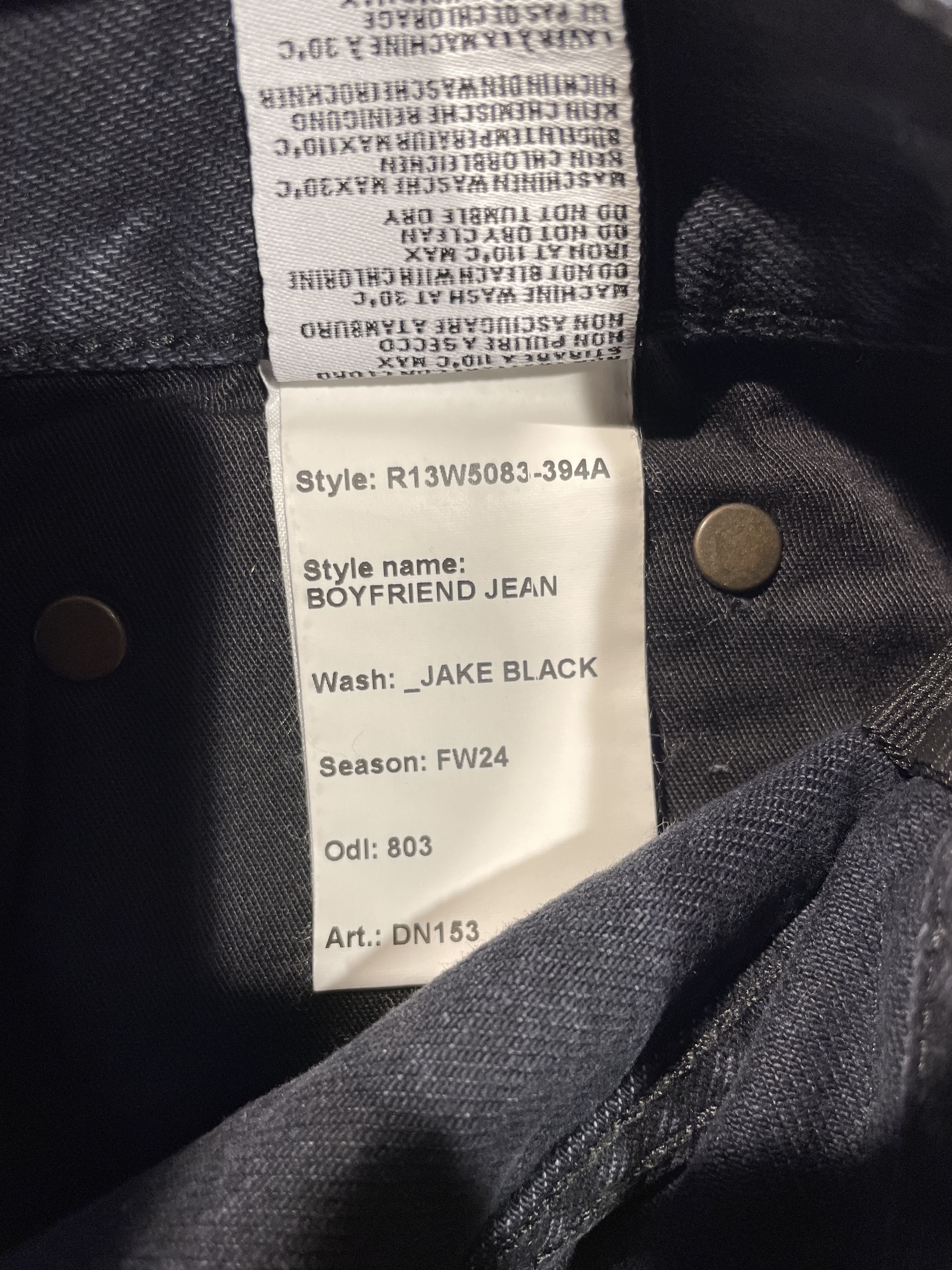 R13 R13 Boyfriend - JAKE BLACK Jeans Size 24" / US 00 / IT 34 - 12 Thumbnail