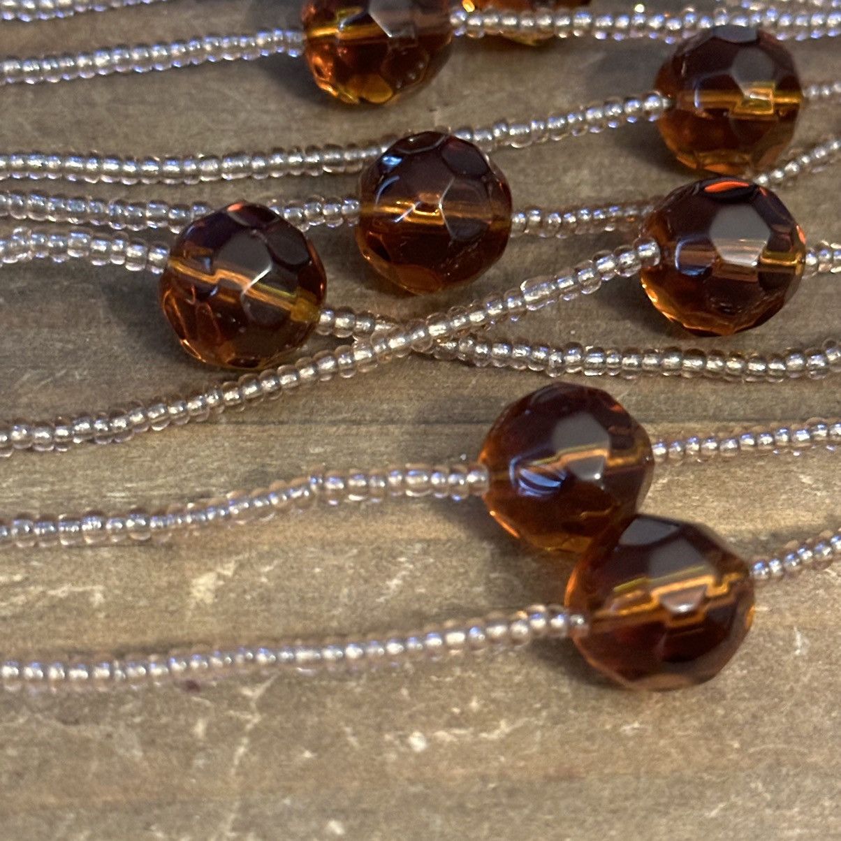 Vintage Vintage long Amber Czech glass beaded necklace Size ONE SIZE - 3 Thumbnail