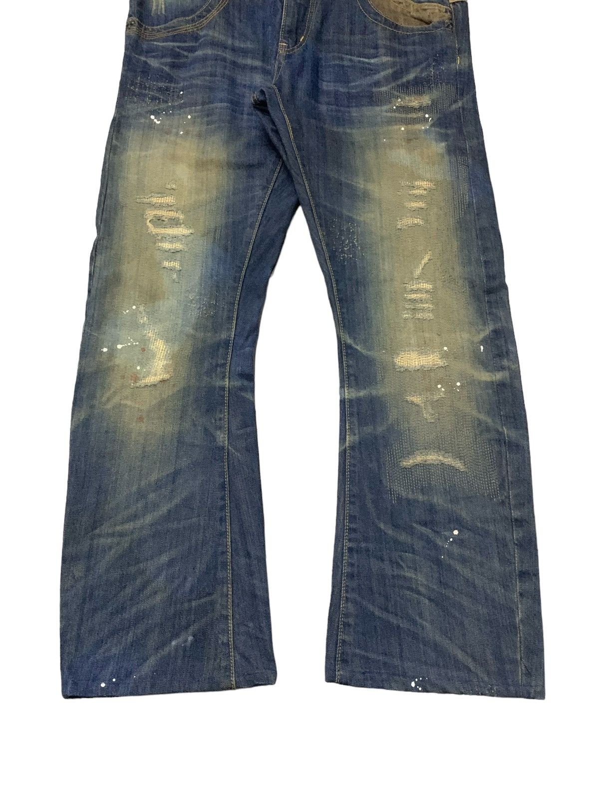 If Six Was Nine × Mizra Jeans Kyoto Beguin Kyoto Japan Muddy Boro Distressed Flared Jeans Size US 33 - 4 Thumbnail