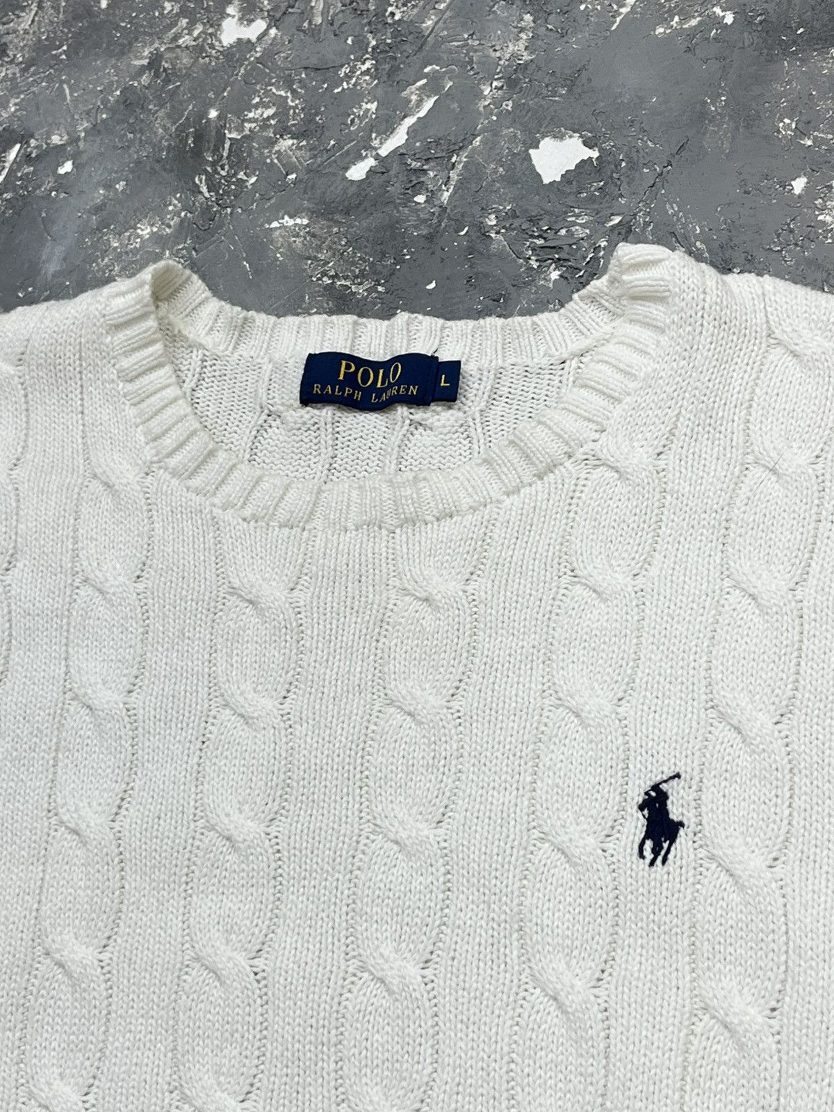 Polo Ralph Lauren White Polo Ralph Lauren cable knit sweater Size US L / EU 52-54 / 3 - 2 Thumbnail