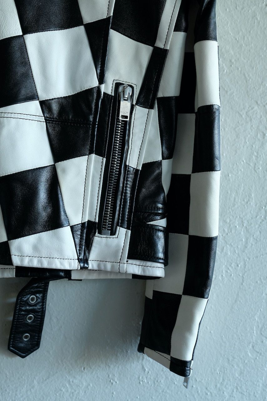 Hedi Slimane × Saint Laurent Paris Saint Laurent Leather Damier Checkered Biker Jacket Paris Size US XS / EU 42 / 0 - 5 Thumbnail