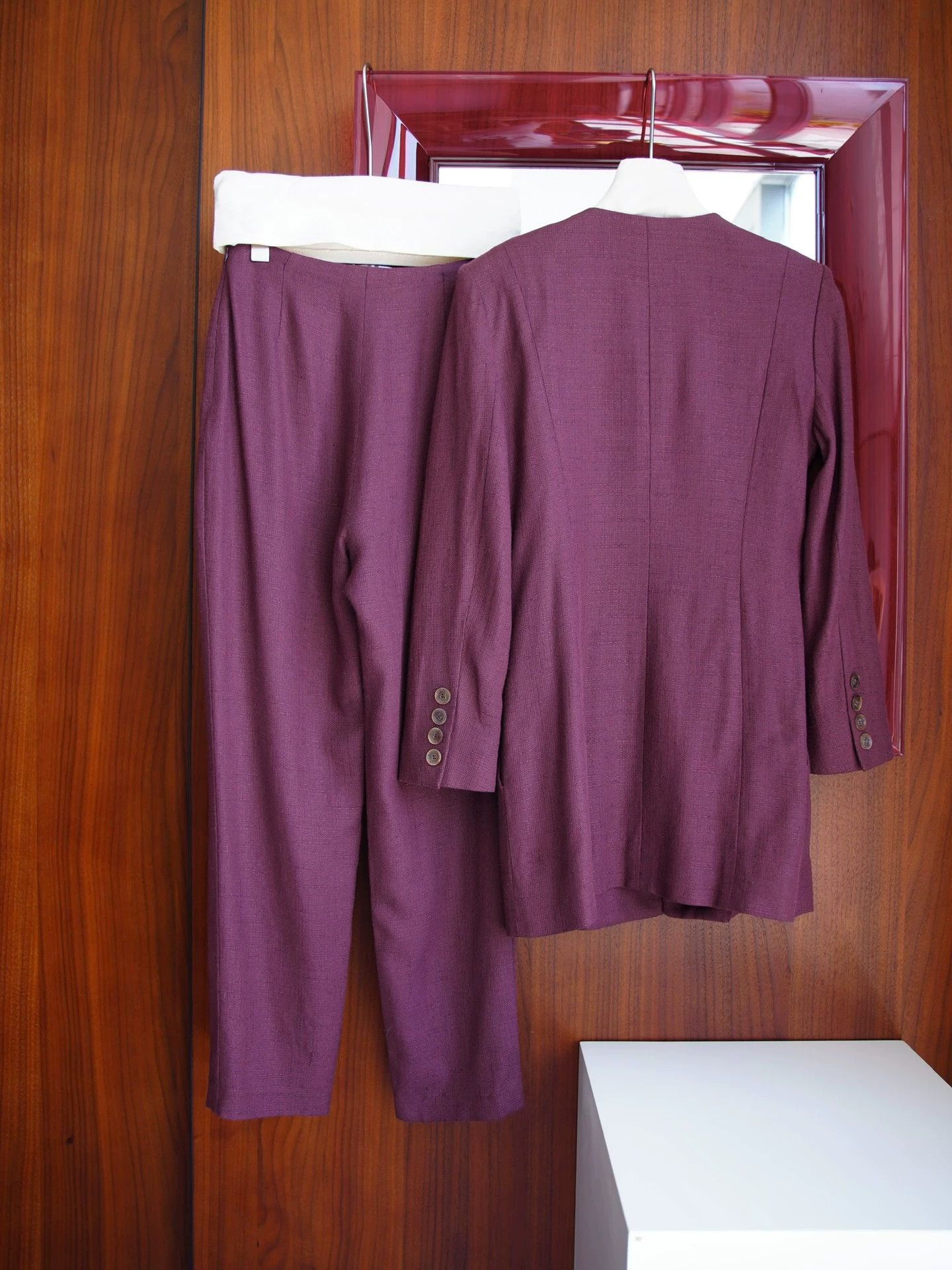 Celine Celine Vintage Plum Silk Blend Deep V 1-Button Women's Suit Size XS / US 0-2 / IT 36-38 - 5 Thumbnail