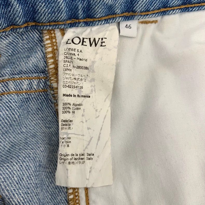 Loewe Loewe Blue logo leather roll edge straight leg jeans Size 30" / US 8 / IT 44 - 8 Thumbnail
