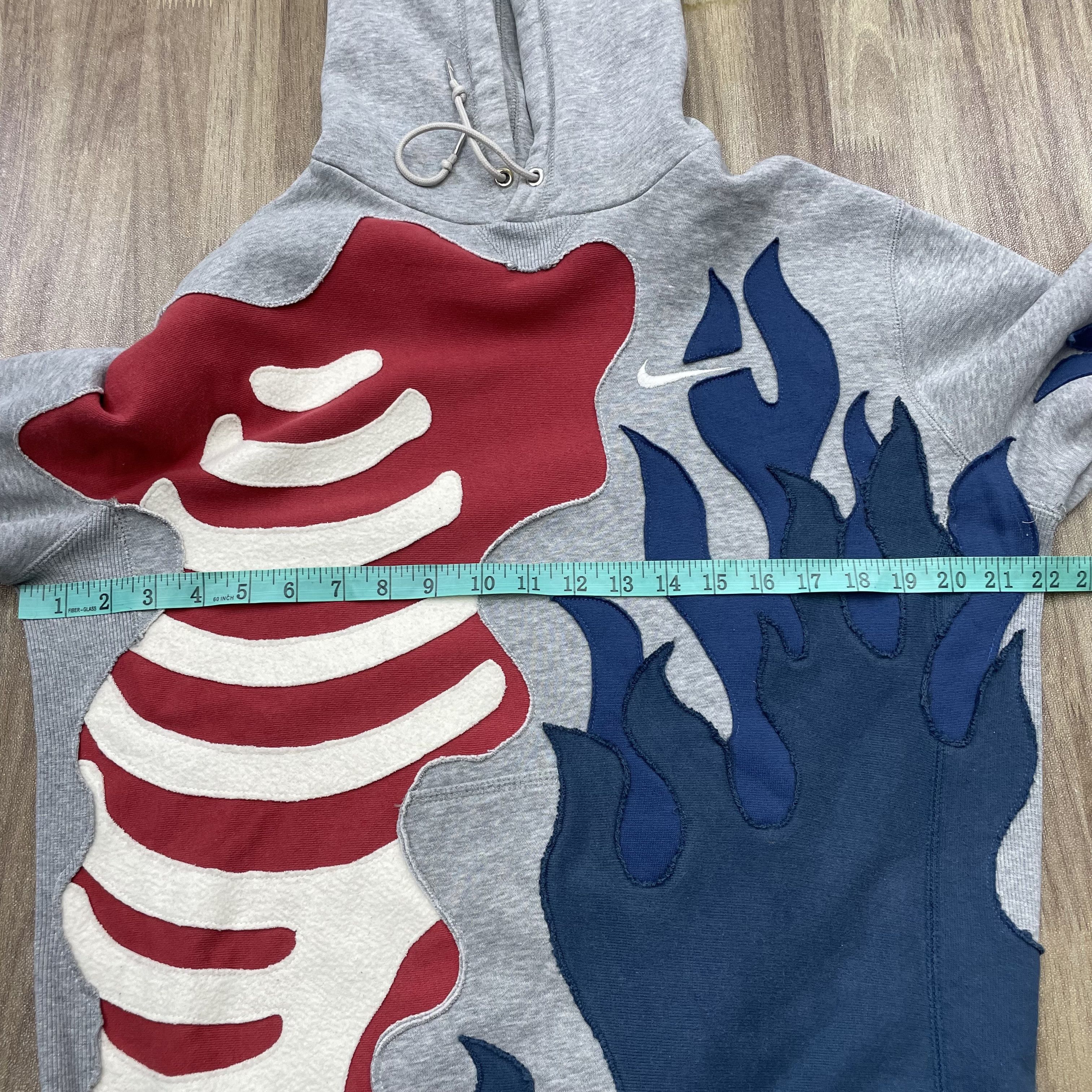 Vintage Custom Reworked Nike Skeleton Flame Patchwork Hoodie 1of1 Size US M / EU 48-50 / 2 - 15 Thumbnail