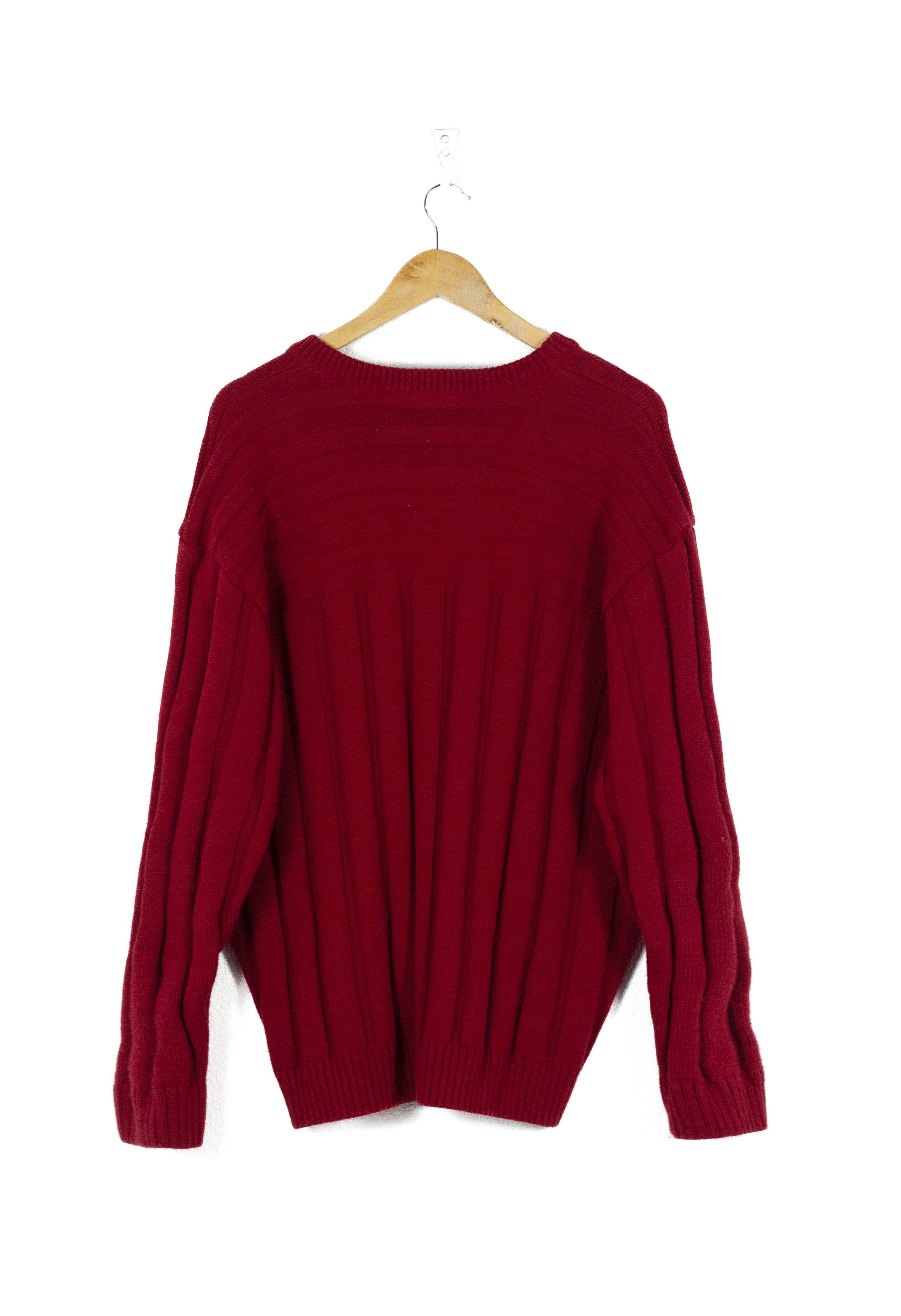 Lacoste × Vintage Vintage Lacoste Croc Logo Red Ribbed Wool Sweater 90s NZ Size US XL / EU 56 / 4 - 3 Thumbnail