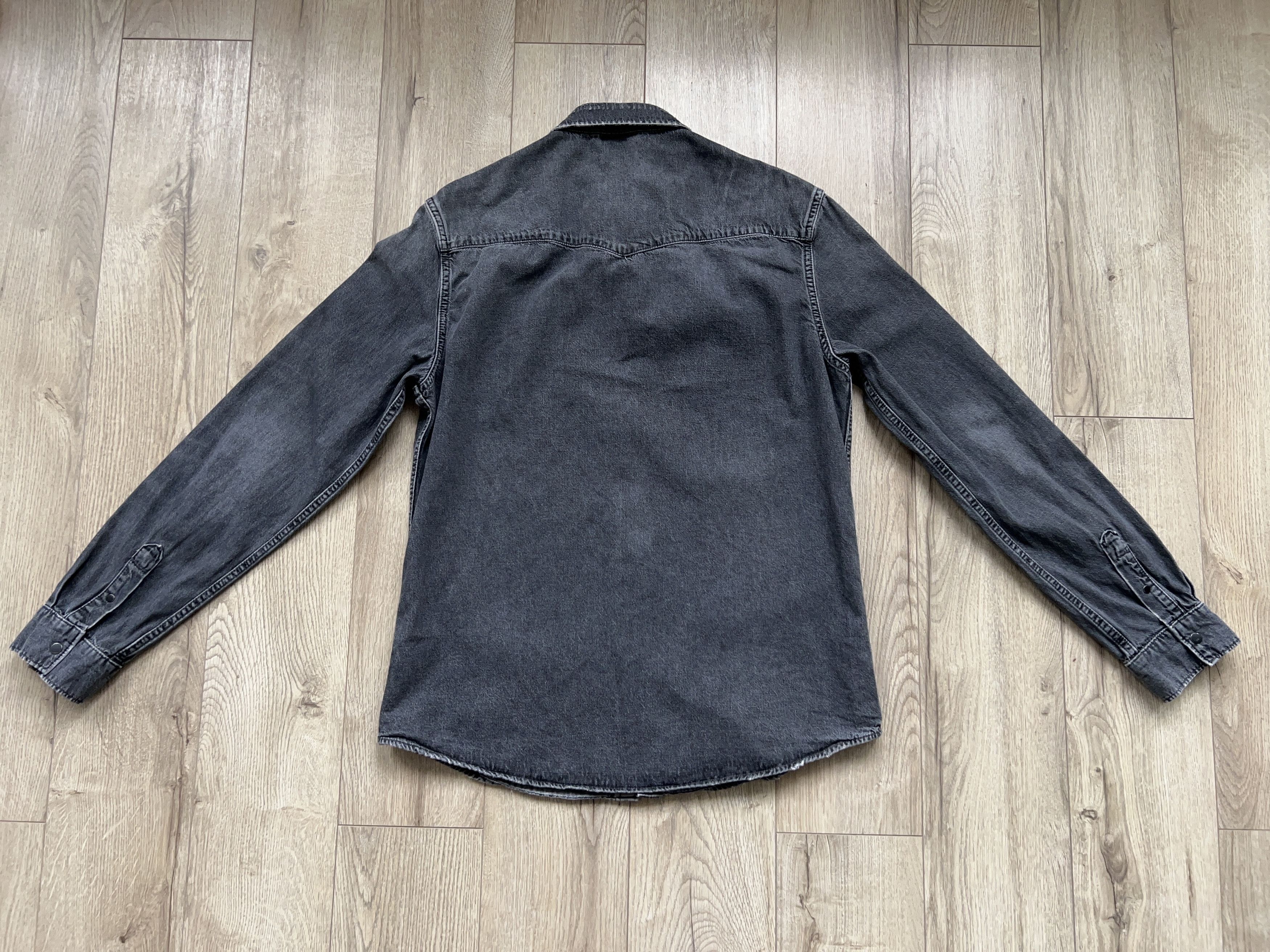 Allsaints Mens Beegan Denim Style Gray Cotton Distressed Shirt Size US L / EU 52-54 / 3 - 12 Thumbnail