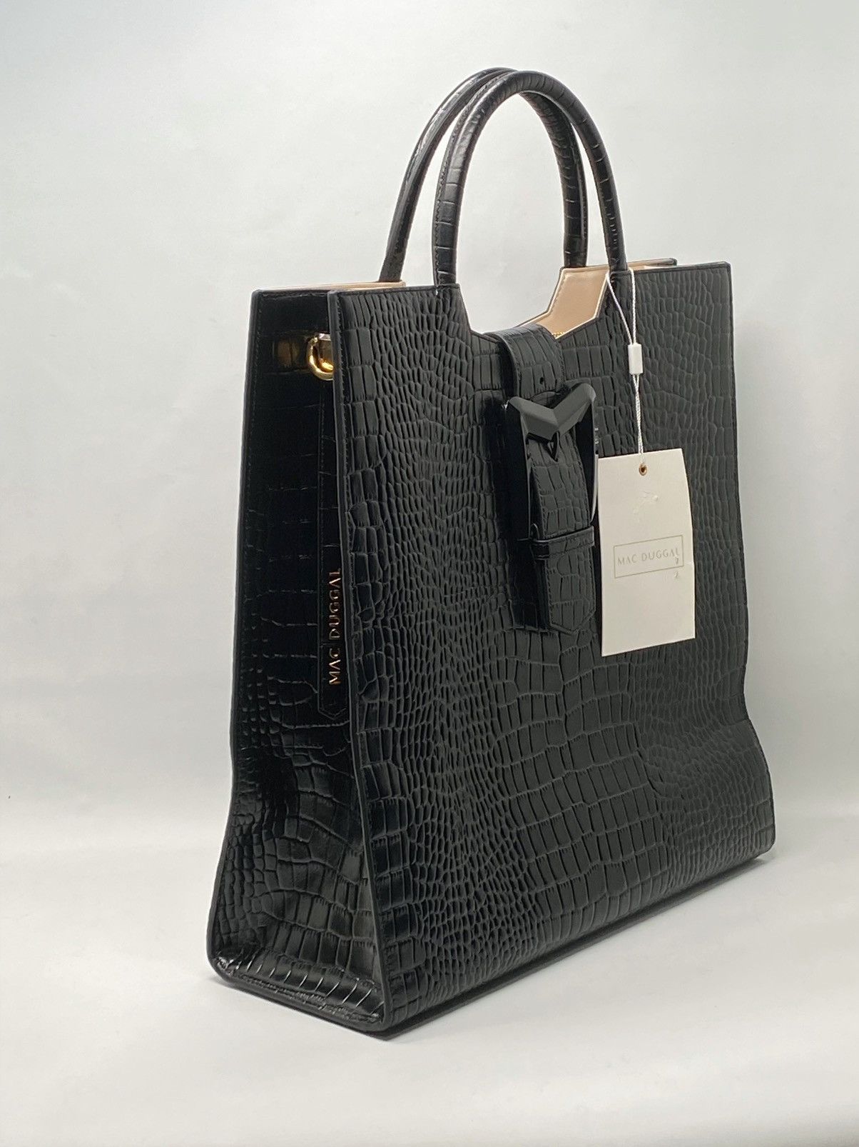 Mac Duggal Mac Duggal Croco Leather Buckle Detail Maxi Tote Bag Size ONE SIZE - 4 Thumbnail