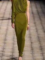 Saint Laurent Paris o1s1wg111124 Hooded Dress in Crepe Jersey in Green Size M / US 6-8 / IT 42-44 - 5 Thumbnail