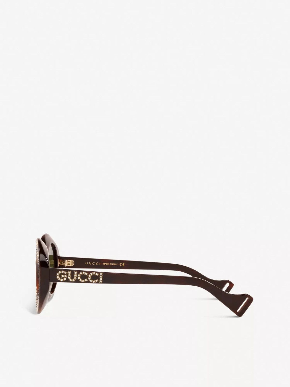 Designer × Gucci × Swarovski Gucci Tortoise Shell Swarovski Diamond Studded Sunglasses Size ONE SIZE - 13 Thumbnail