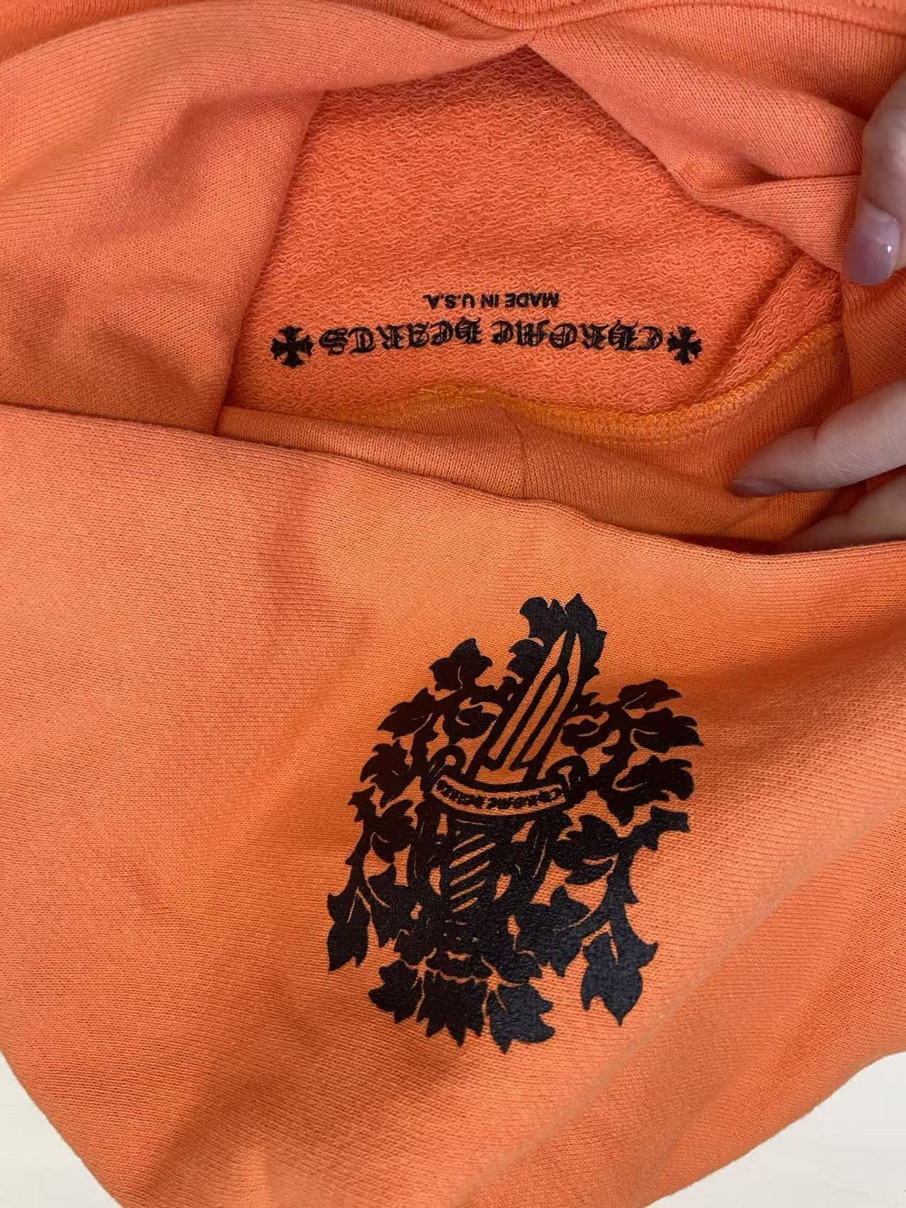Chrome Hearts Chrome Hearts Vine Dagger Logo Orange Pullover Hoodie Size S / US 4 / IT 40 - 5 Thumbnail