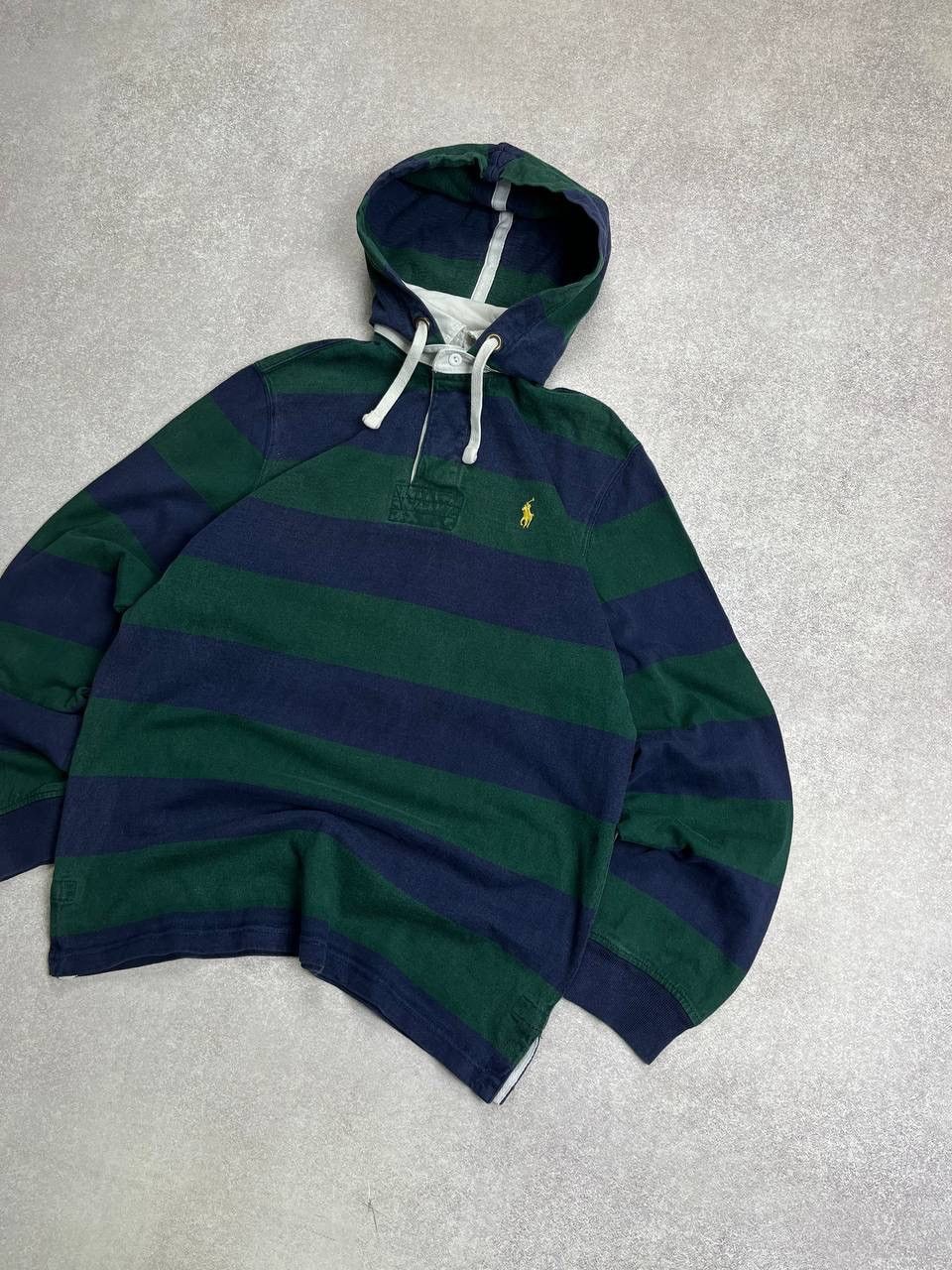 Vintage Vintage Polo Ralph Lauren Striped Boxy Rugby Hooded Shirt M Size US M / EU 48-50 / 2 - 2 Thumbnail