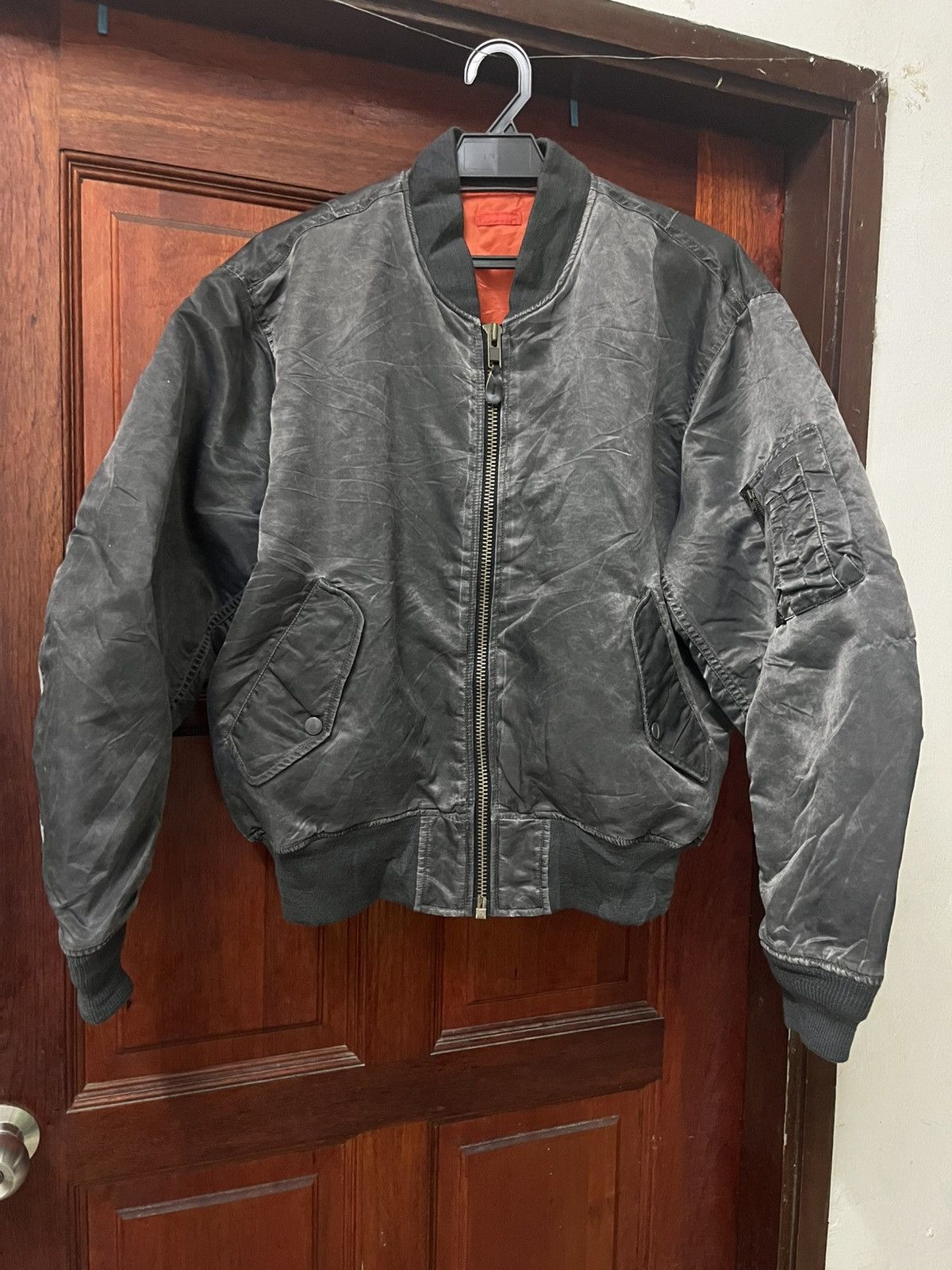 Japanese Brand Vintage Machope Japan MA-1 Bomber- Beautiful Sun-Faded Black Size US L / EU 52-54 / 3 - 1 Thumbnail