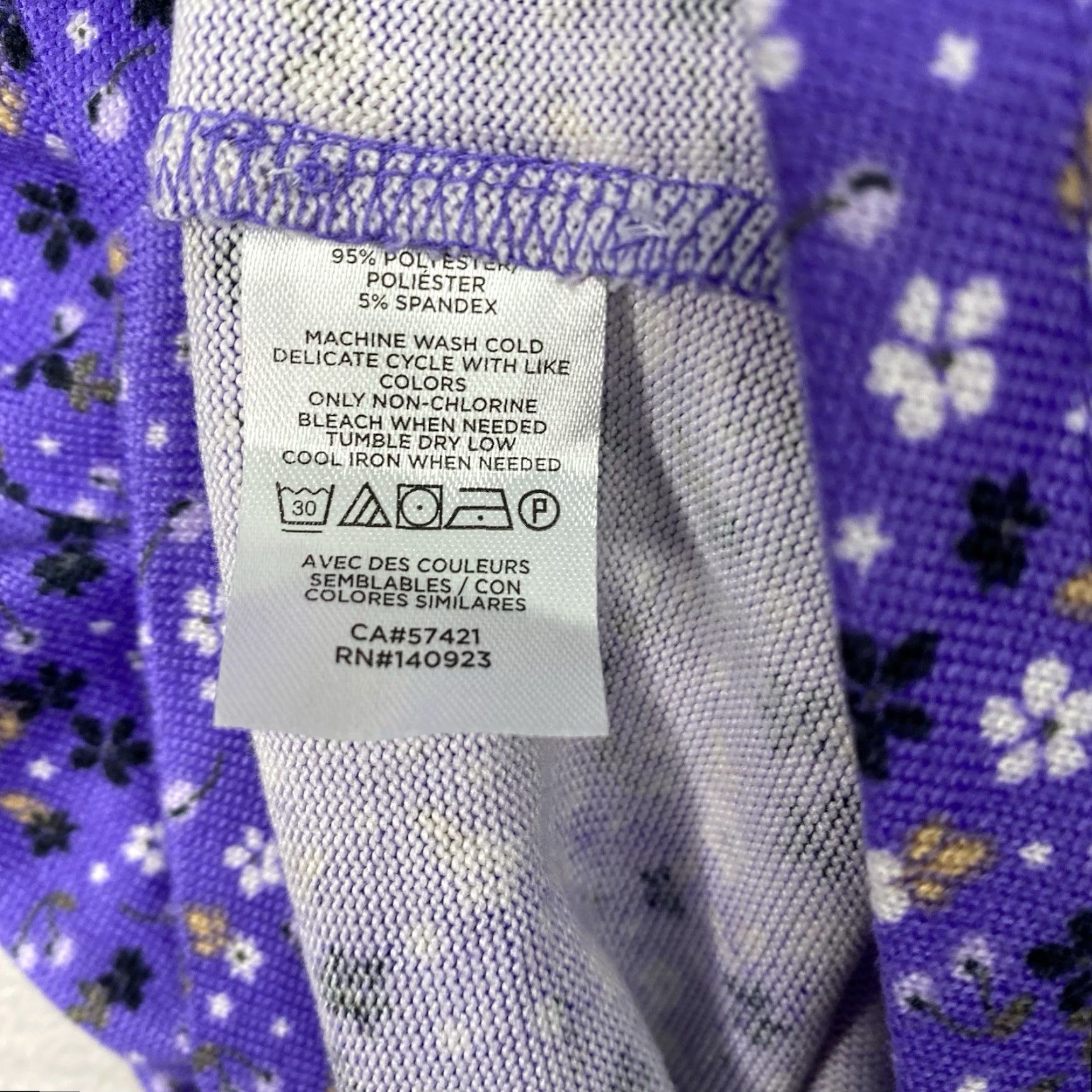 Ann Taylor Ann Taylor LOFT Blouse Top L Purple Micro Floral Knit Long Sleeve Scoop Neck Casual Boho Pattern Floral Women's Shirt) Size L / US 10 / IT 46 - 7 Thumbnail