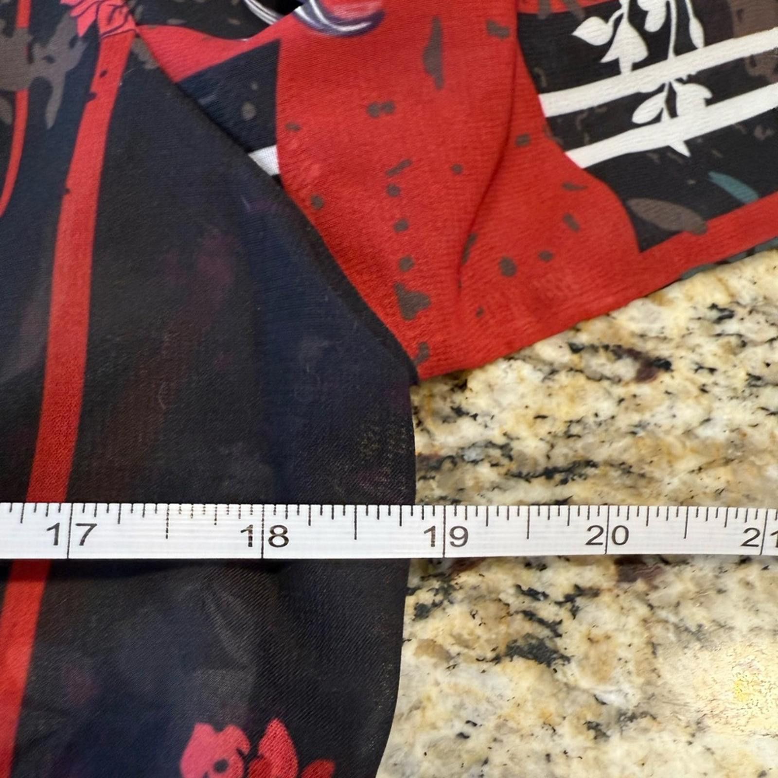 Other Colleen Lopez floral striped kimono cover up black red SZ XS Size ONE SIZE - 12 Thumbnail
