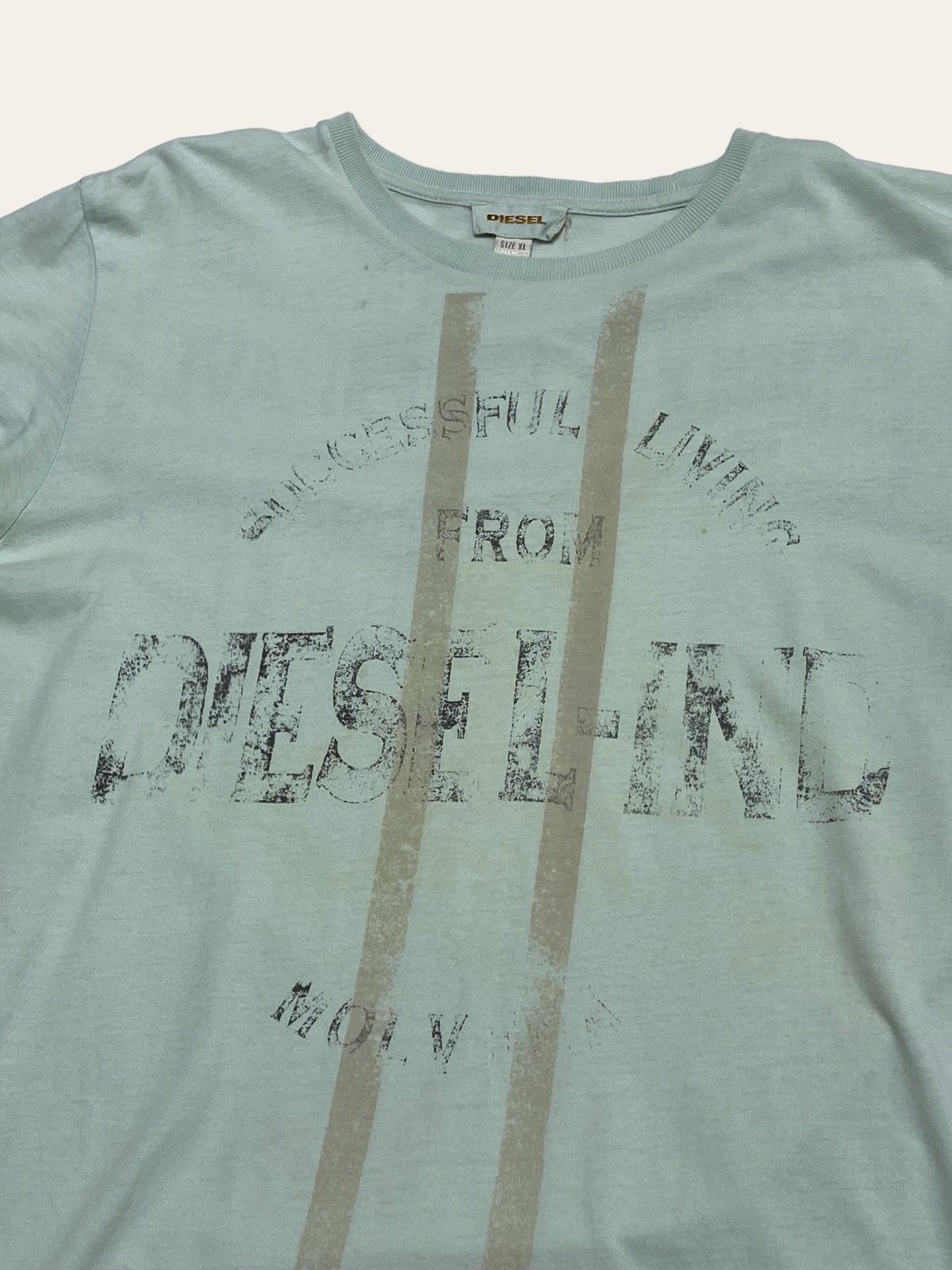 Diesel Vintage DIESEL Big Logo Light Mint Colour Tee Shirt Size US XL / EU 56 / 4 - 2 Thumbnail