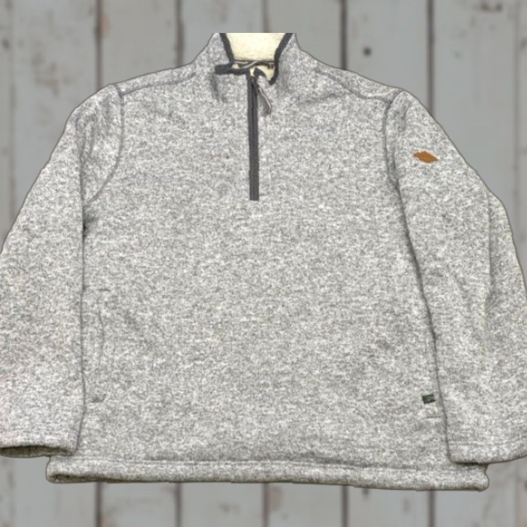 Orvis VINTAGE Orvis 1/4 Zip Sweater Men's XL Gray Heather Pullover Fleece Lined Sherpa Pockets Size US XL / EU 56 / 4 - 1 Thumbnail