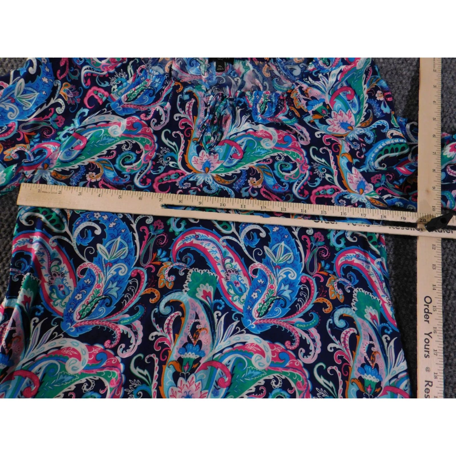 Talbots Talbots Blouse Womens Petite PM Multicolor Paisley 3/4 Sleeve Rayon Top Crew Neck Casual Ladies Regular Blue Links: None Size M / US 6-8 / IT 42-44 - 5 Thumbnail