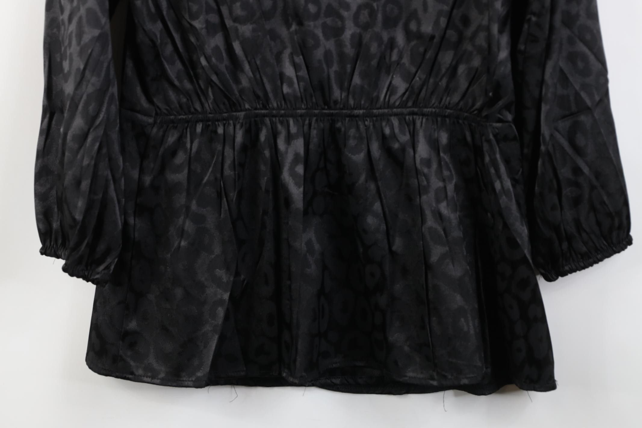 Vintage Vintage 90s Y2K Babydoll Leopard Cheetah Shirt Top Black Size L / US 10 / IT 46 - 12 Thumbnail