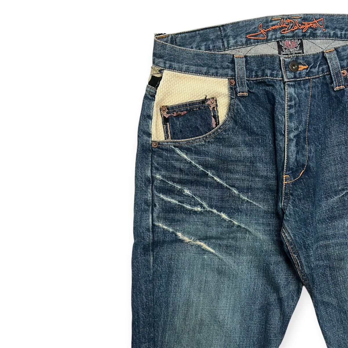 Dissizit × Japanese Brand Juvenile Delinquent Distressed Denim Jeans Vintage Size US 34 / EU 50 - 2 Thumbnail