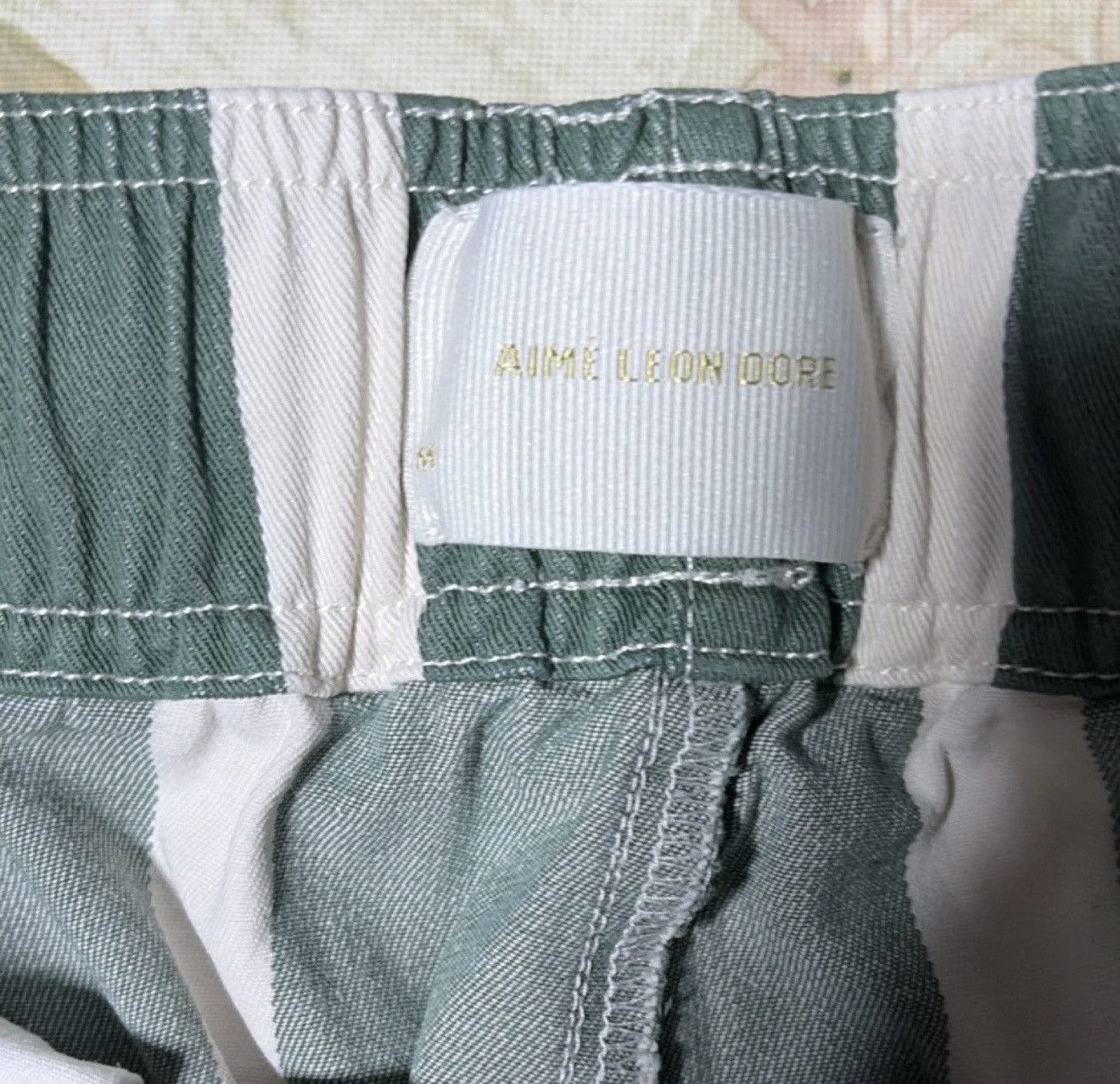 Aime Leon Dore AIMÉ LEON DORE Medium Green White Striped Shorts Drawstring Size US 42 / EU 58 - 3 Thumbnail