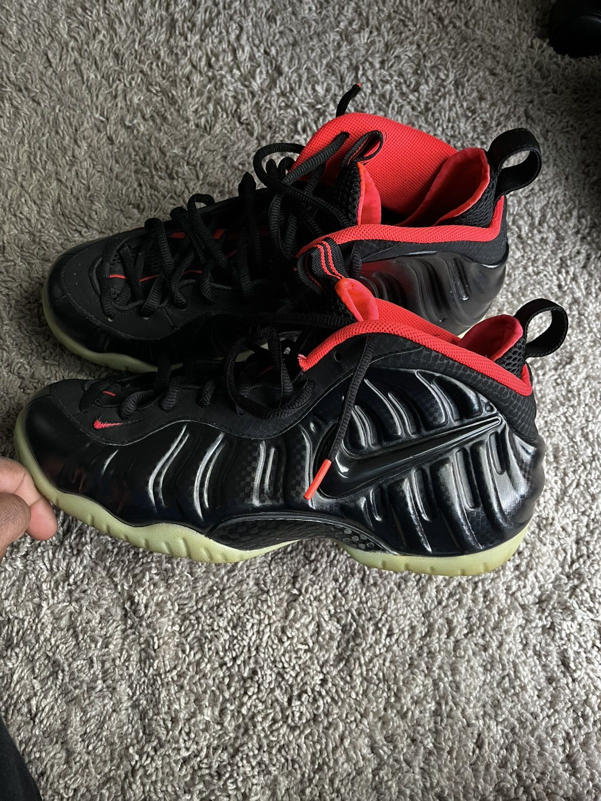 Nike NIKE AIR FOAMPOSITE PRO PREMIUM SOLAR RED BLACKLASER (Yeezy) Size US 11 / EU 44 - 1 Thumbnail