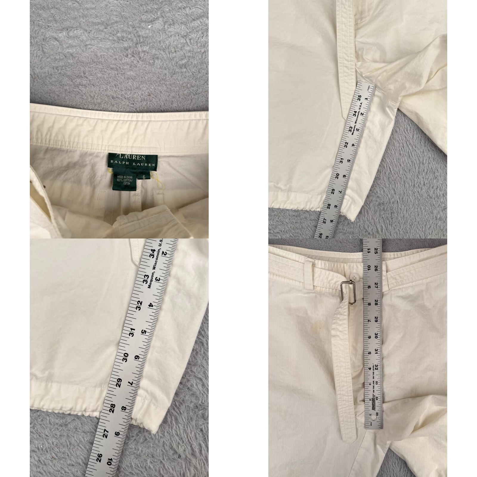 Ralph Lauren Lauren Ralph Lauren Shorts Women 6 Ivory Chino 30x8 100% Cotton Belted Cargo Button 8 in Inseam 5-Pocket Size 28" / US 6 / IT 42 - 8 Thumbnail