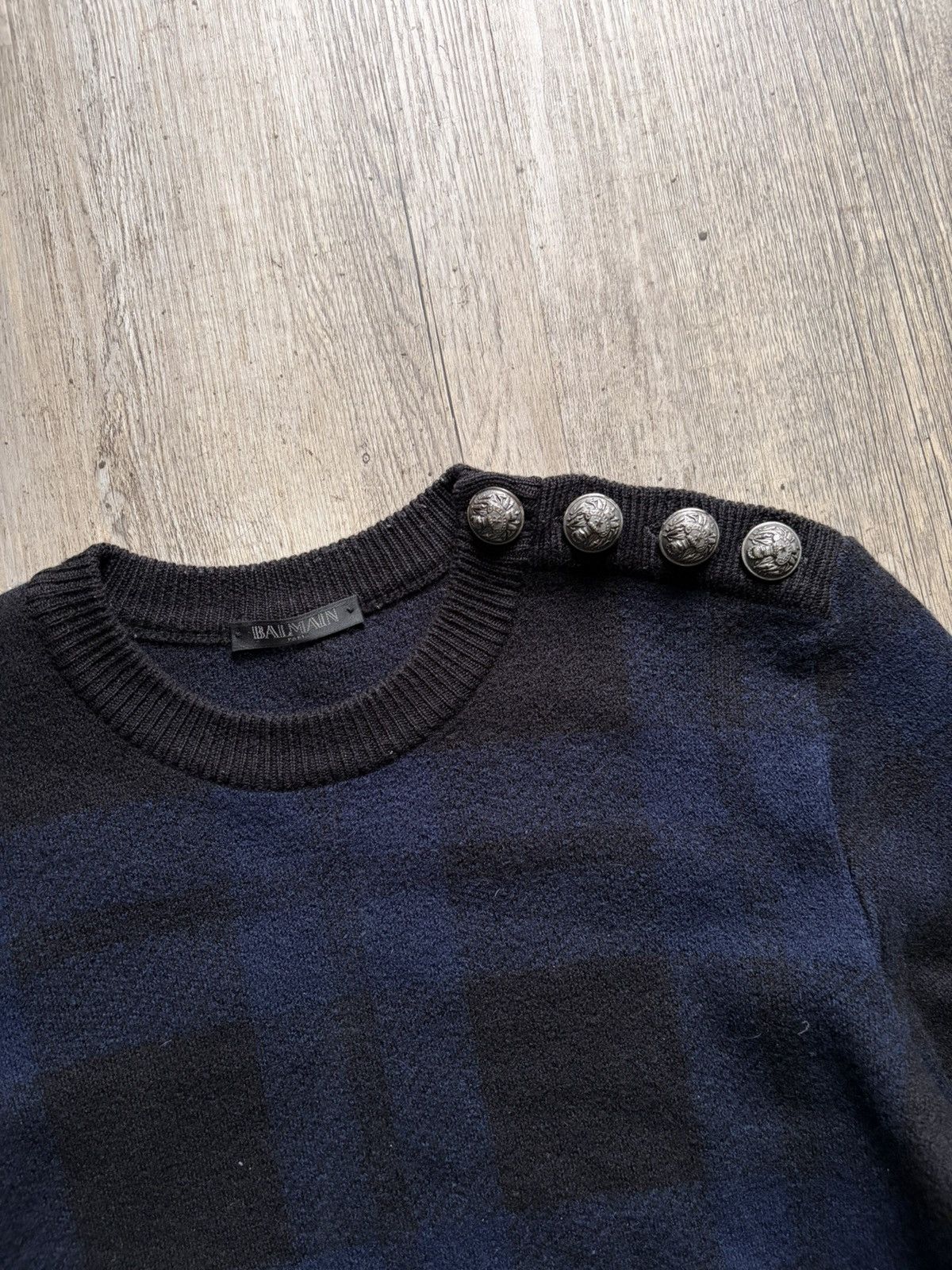 Balmain Balmain checkered Sweater W/ Silver Buttons Size US M / EU 48-50 / 2 - 3 Thumbnail