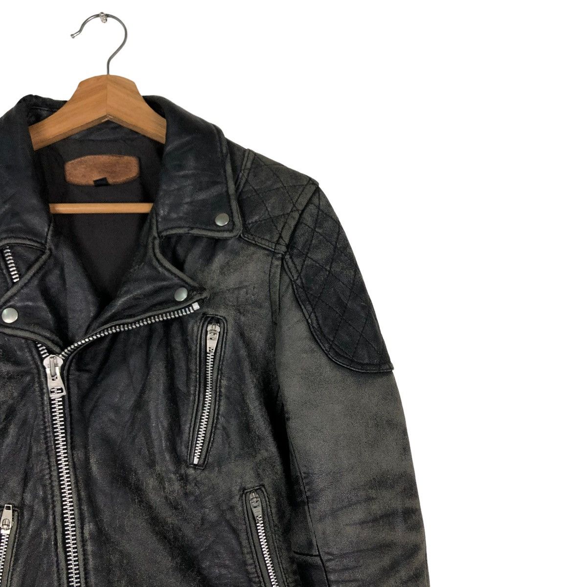 Genuine Leather 🔥VINTAGE FLY LEATHER JACKET CAFE RACER DOUBLE BREAST Size US S / EU 44-46 / 1 - 6 Thumbnail