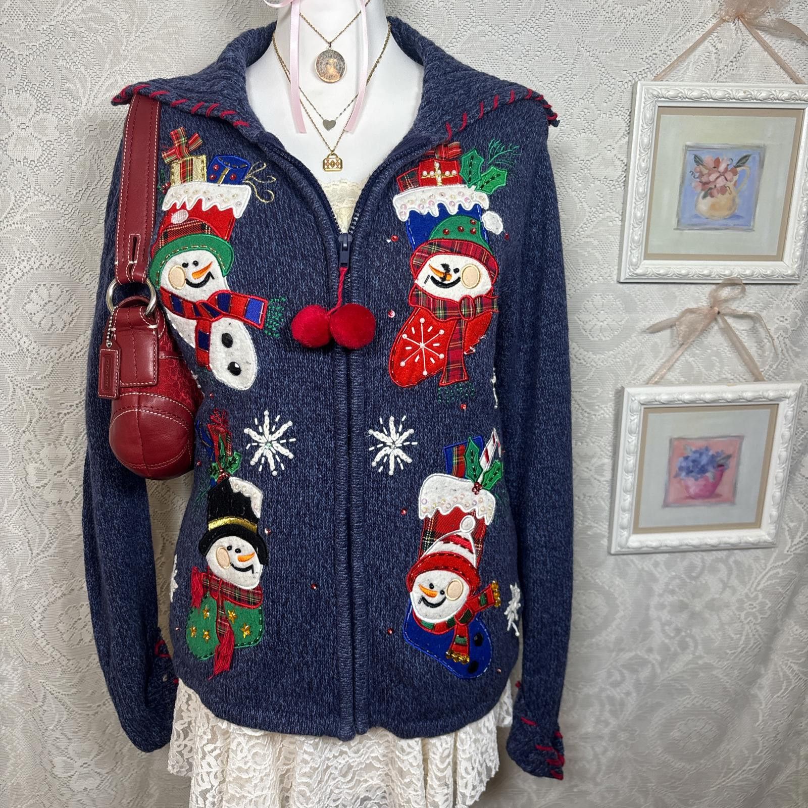 Other vintage christmas patchwork zip up sweater Size M / US 6-8 / IT 42-44 - 3 Thumbnail