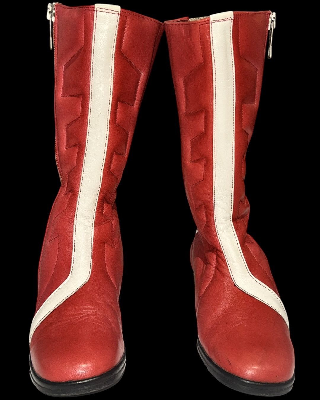 Other Vintage Red White Leather Moto Boots Biker Boots Size US 9 / IT 39 - 2 Thumbnail