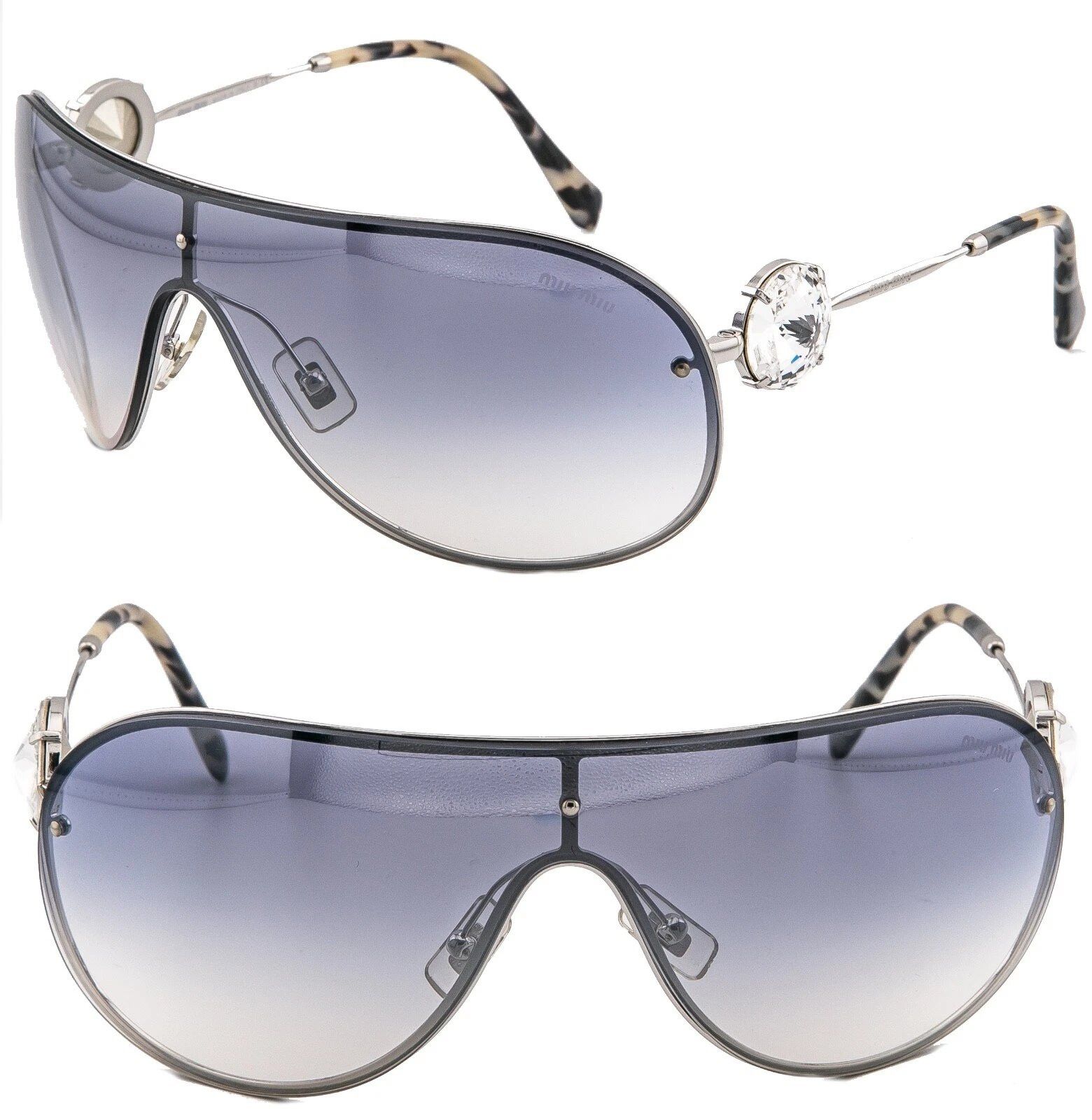 Miu Miu MIU MIU MU67US Wrap Mask 67U Silver Blue Mirror 67US Size ONE SIZE - 1 Thumbnail