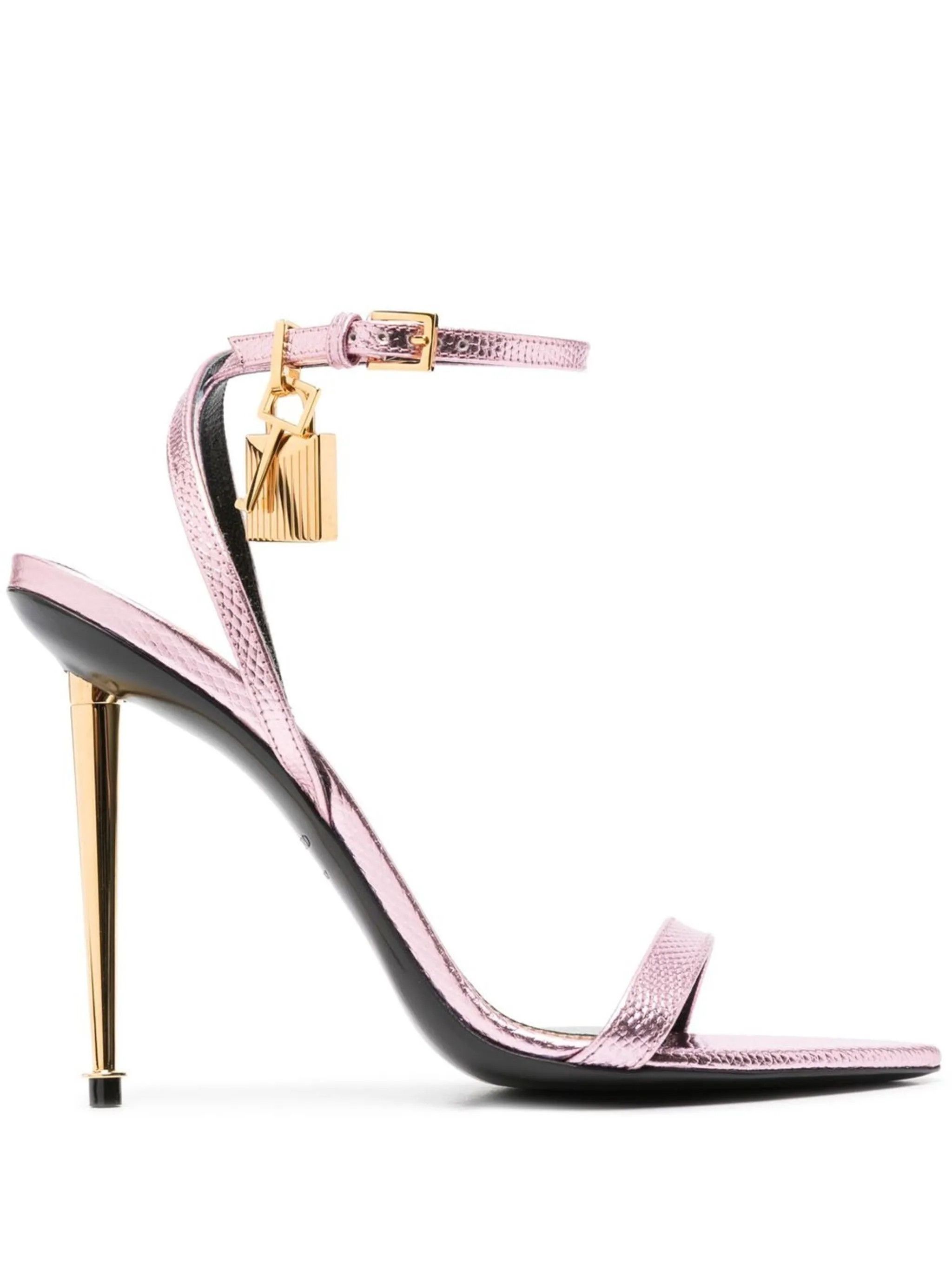 Tom Ford o1loc1c0624 Padlock Lizard-Effect Sandals in Light Pink Size US 10 / IT 40 - 1 Thumbnail