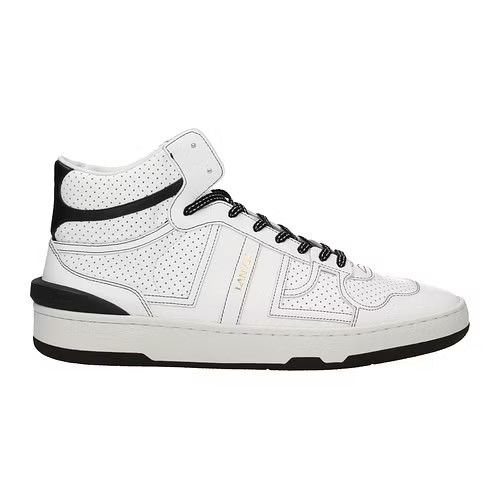 image of Lanvin Ob1O1E0324 Hi-Top Sneakers In White/black, Men's (Size 7.5)