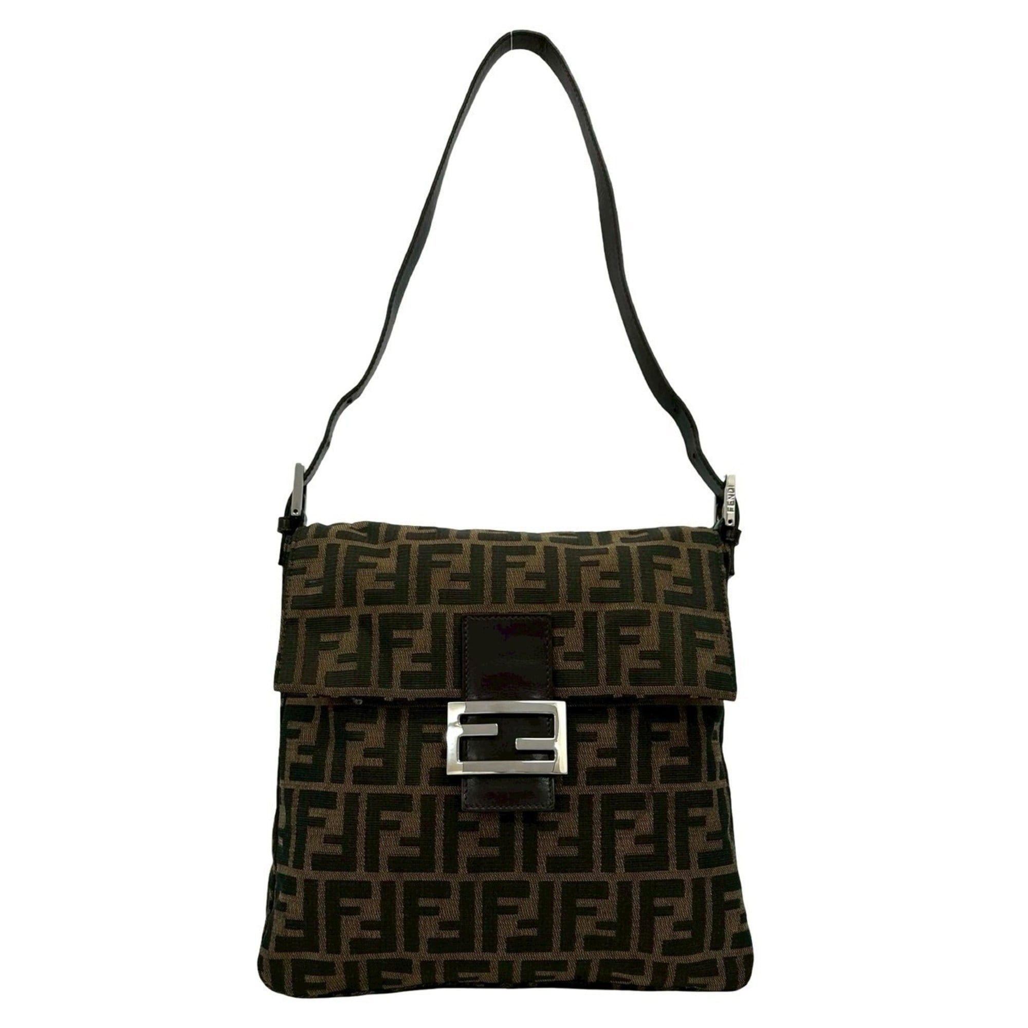Fendi FENDI Mamma Bucket Zucca FF Logo Canvas and Leather Semi-One Shoulder Bag Handbag Brown 09-10 Size ONE SIZE - 1 Thumbnail
