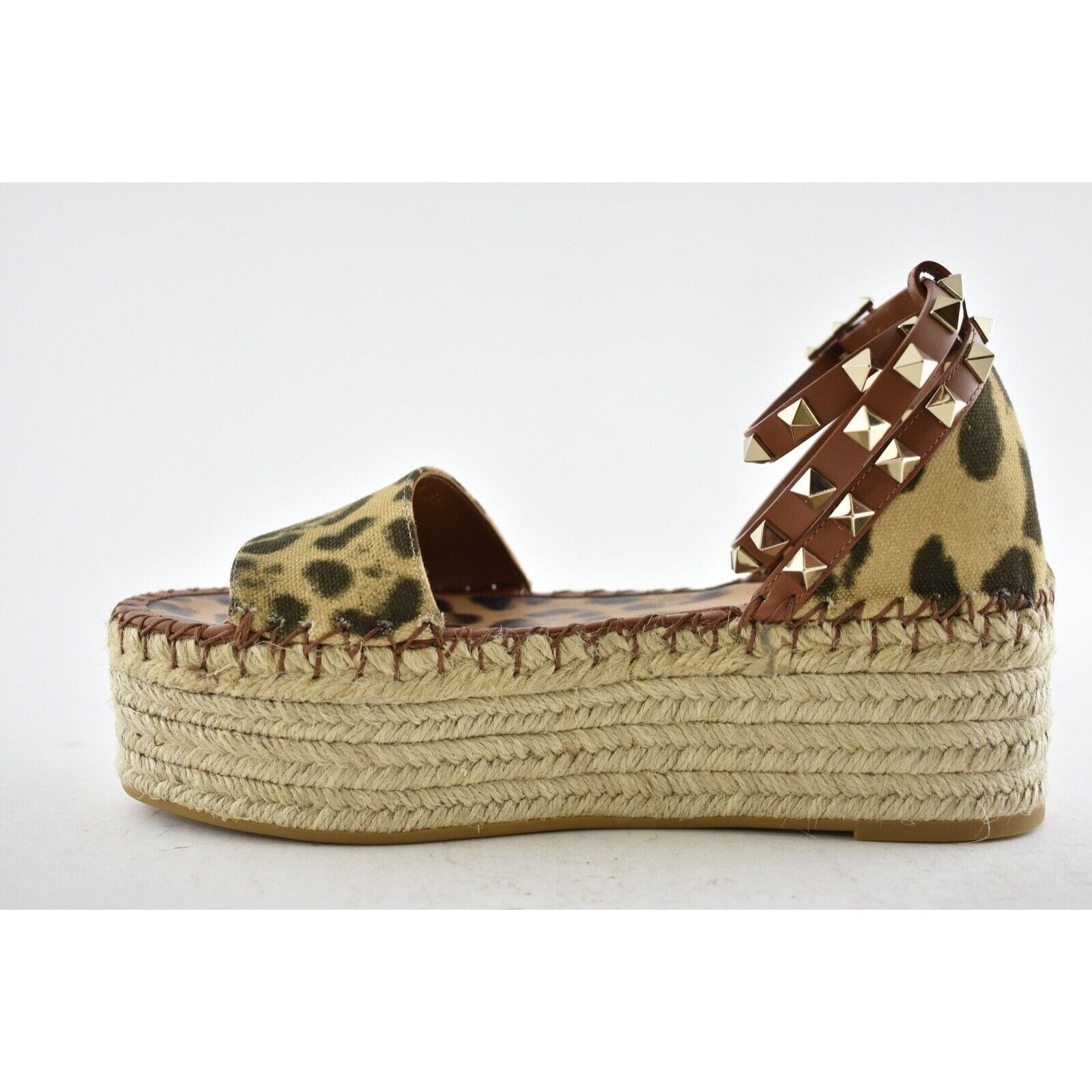 Valentino Valentino Rockstud Leopard Black Ankle Strap Platform Size US 8 / IT 38 - 8 Thumbnail