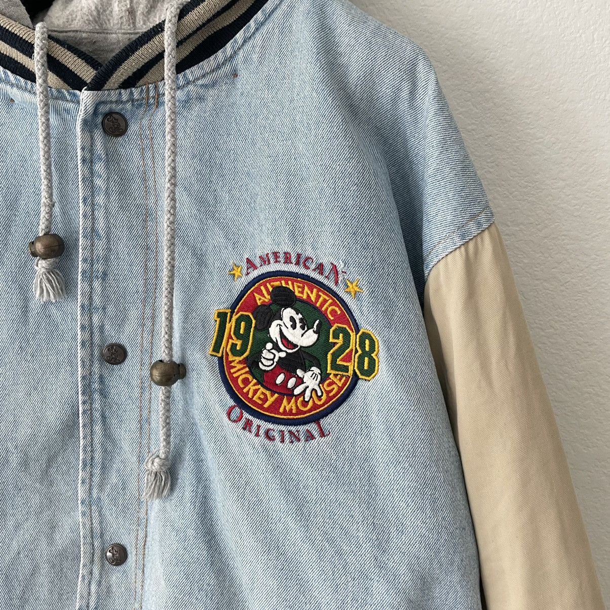Mickey Inc 90s Disney Store Mickey Mouse Hooded Denim Bomber Jacket Size US XL / EU 56 / 4 - 4 Thumbnail