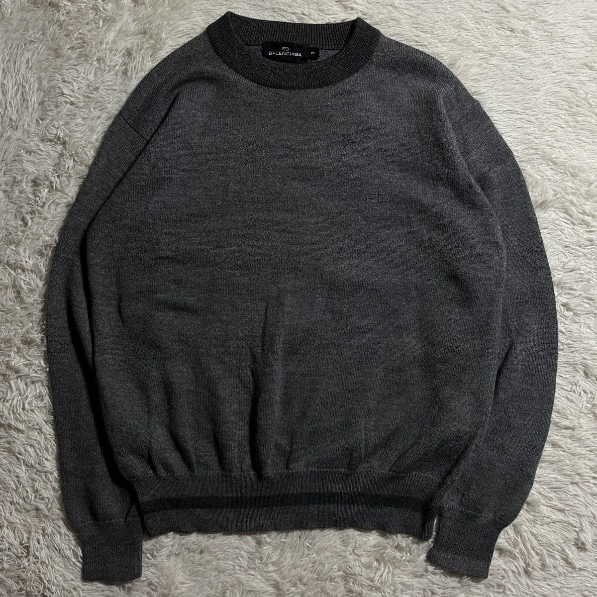 Vintage Balenciaga Gray Wool Knitted Crewneck Sweater