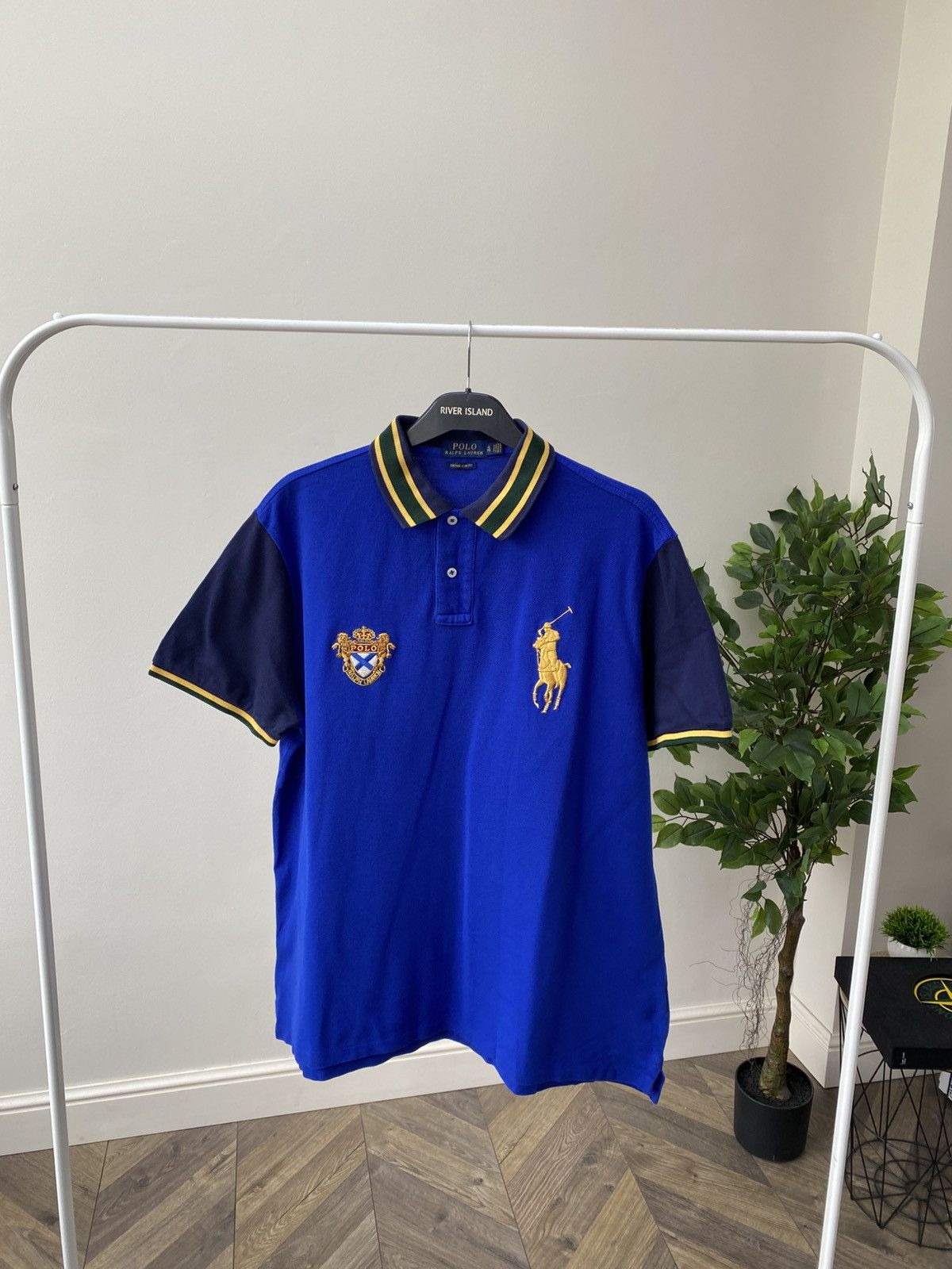 Polo Ralph Lauren × Vintage Vintage Polo Ralph Lauren Gold Big Pony Blue Polo T-Shirt Size US L / EU 52-54 / 3 - 1 Thumbnail